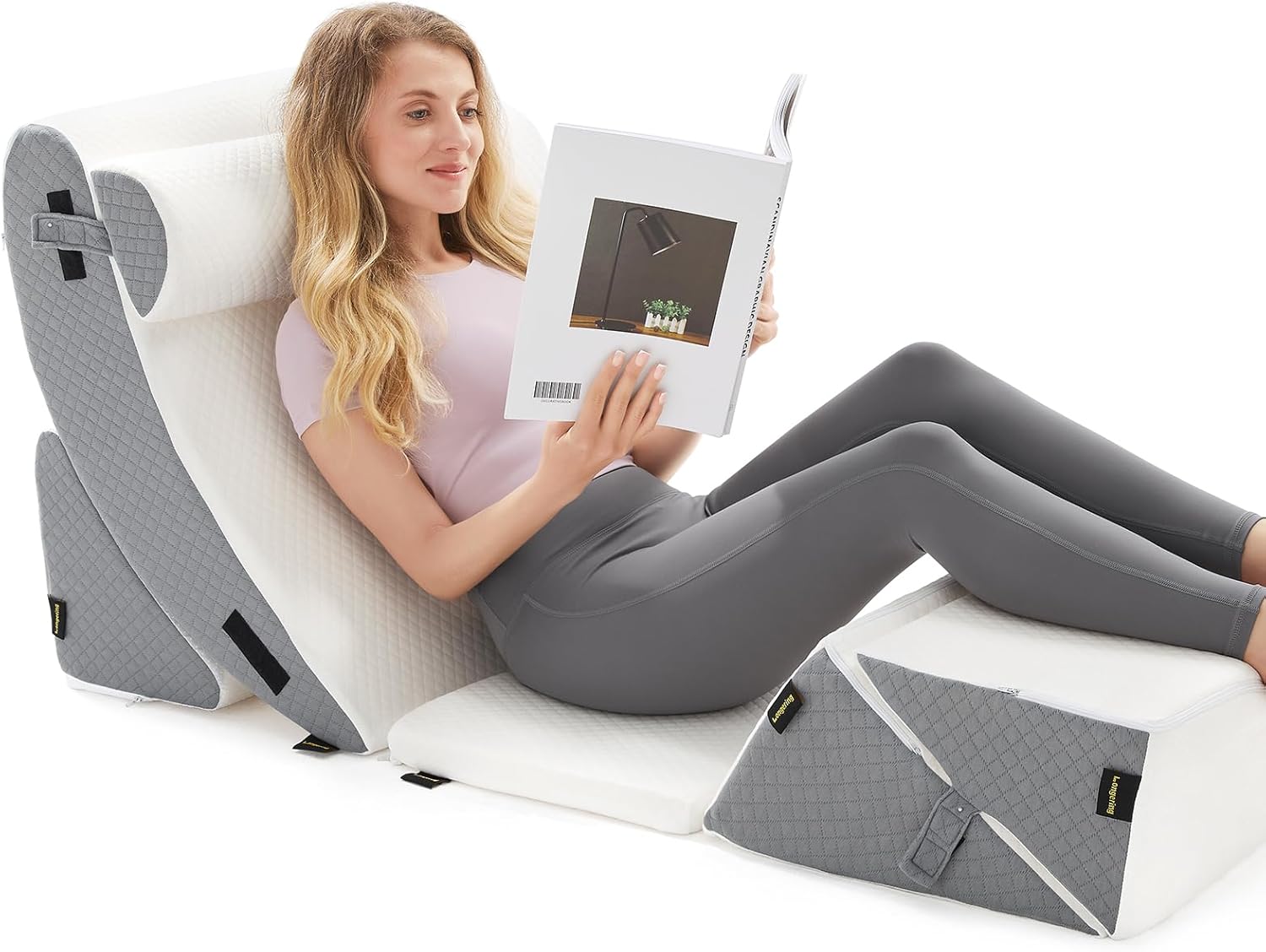 Longering 6PCS Orthopedic Wedge Pillow Set for Post Surgery Back Pain Relief