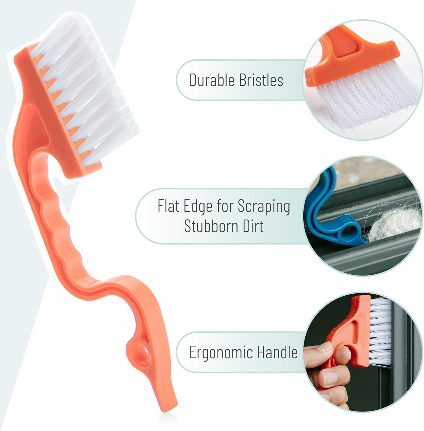 Slick Solutions Window Track Cleaning Brush 2 Pack Navy BlueOrange