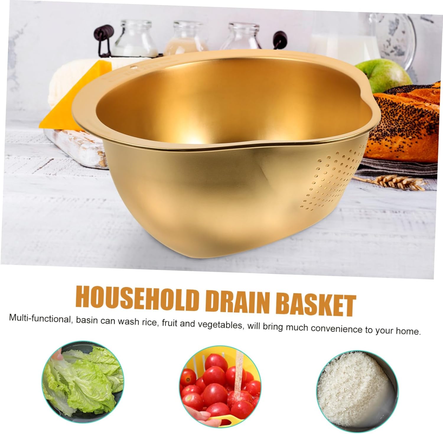 Cabilock Stainless Steel Colander with Drain Board