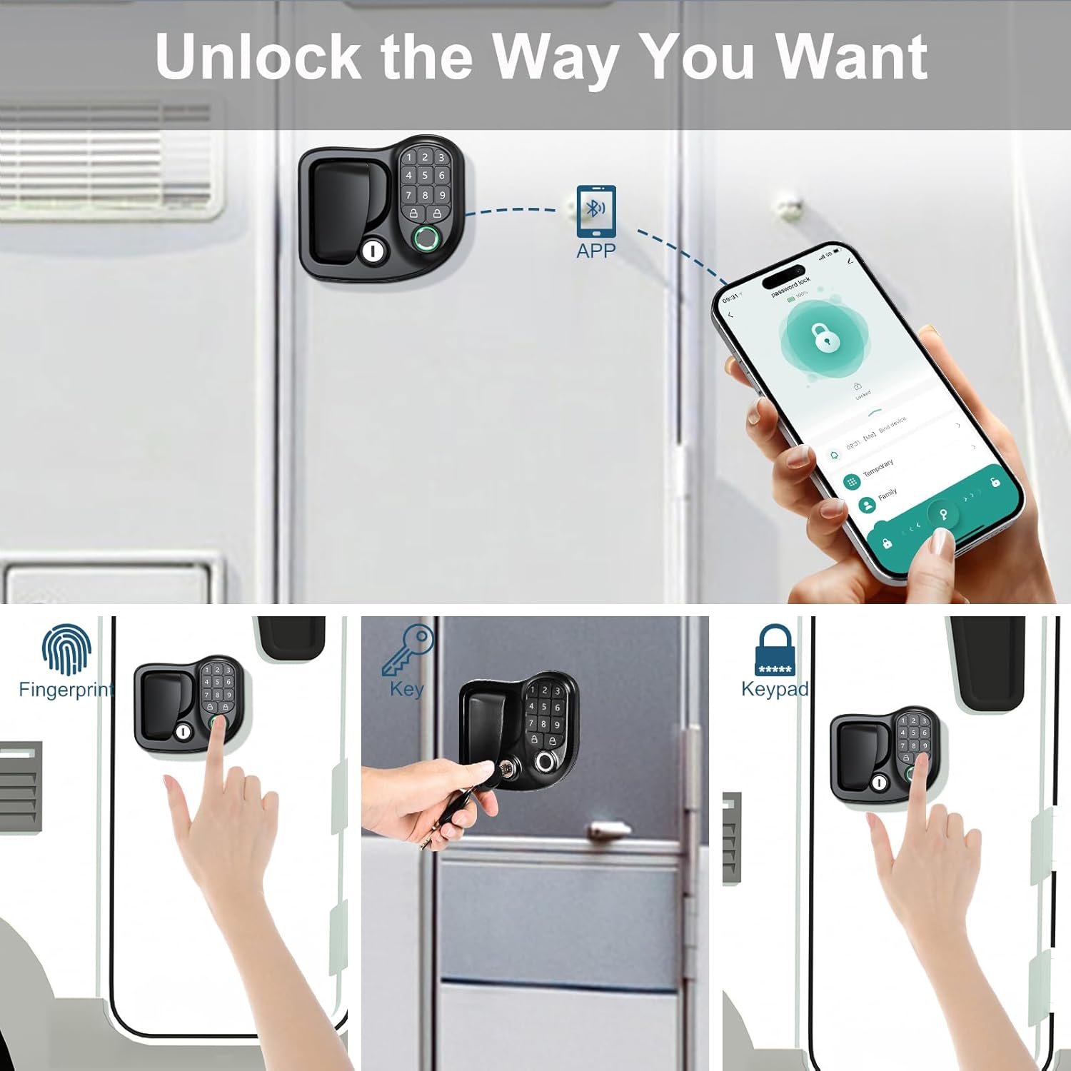 Vovoir Keyless RV Door Lock with Fingerprint and APP Control