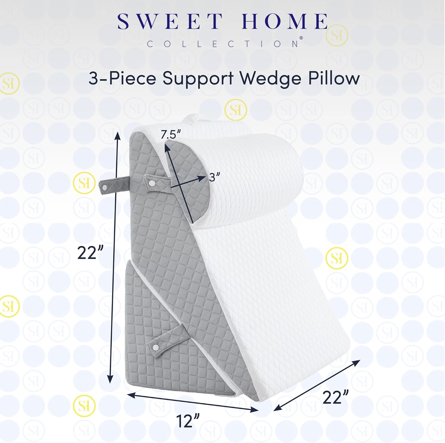 Sweet Home Collection Orthopedic Wedge Pillow Set - 3 Piece