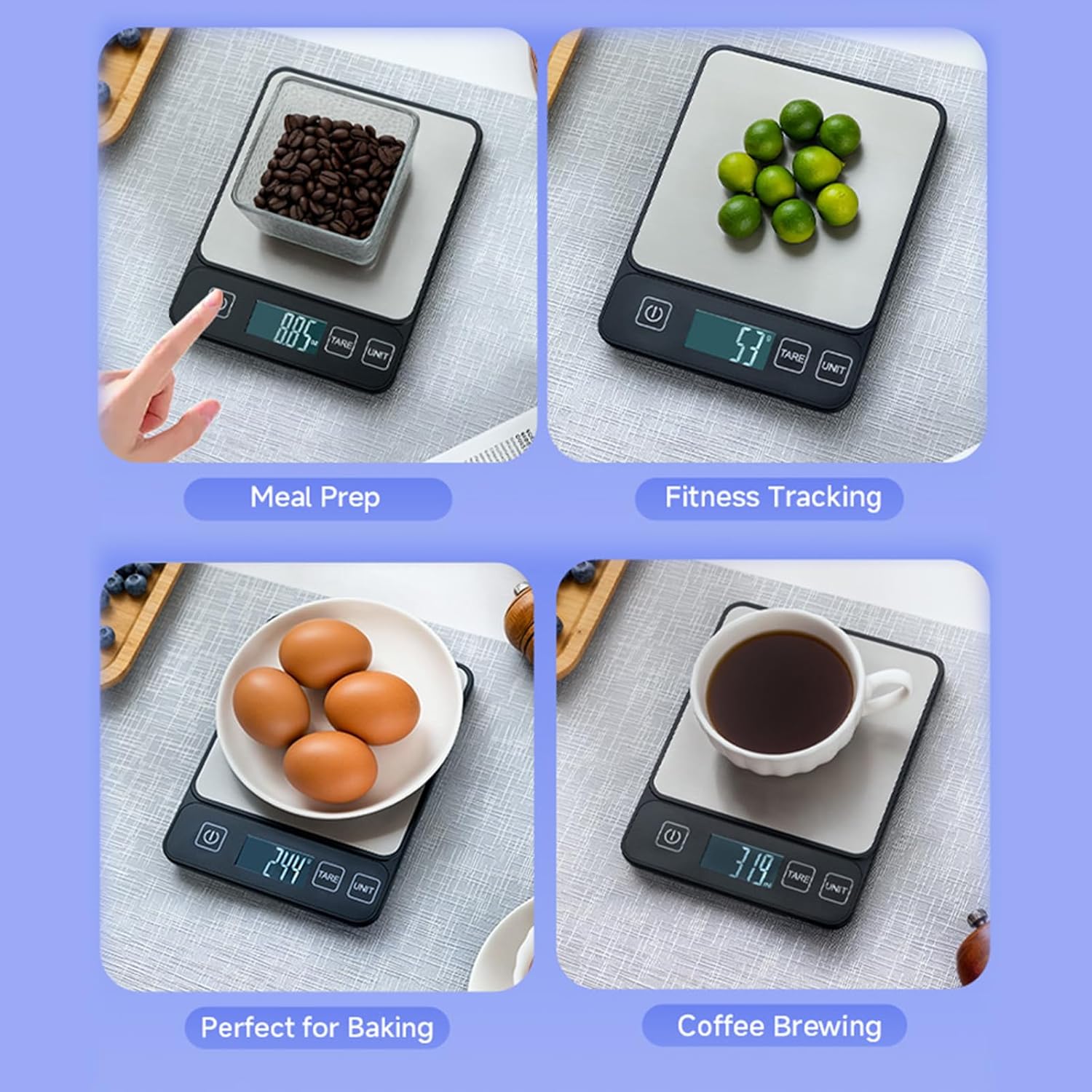 Digital Kitchen Scale 10kg 22lb LCD Tare Baking Cooking