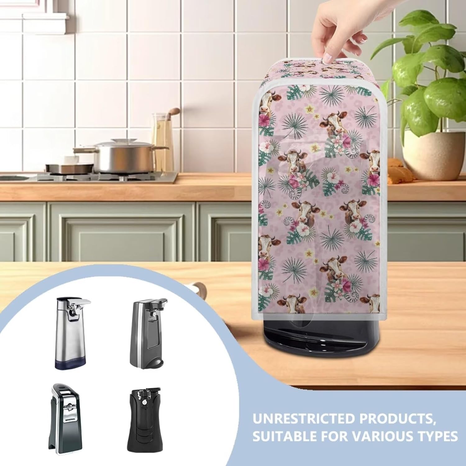 ZUXONGSY Electric Can Opener Dust Cover with Tropical Palm Design