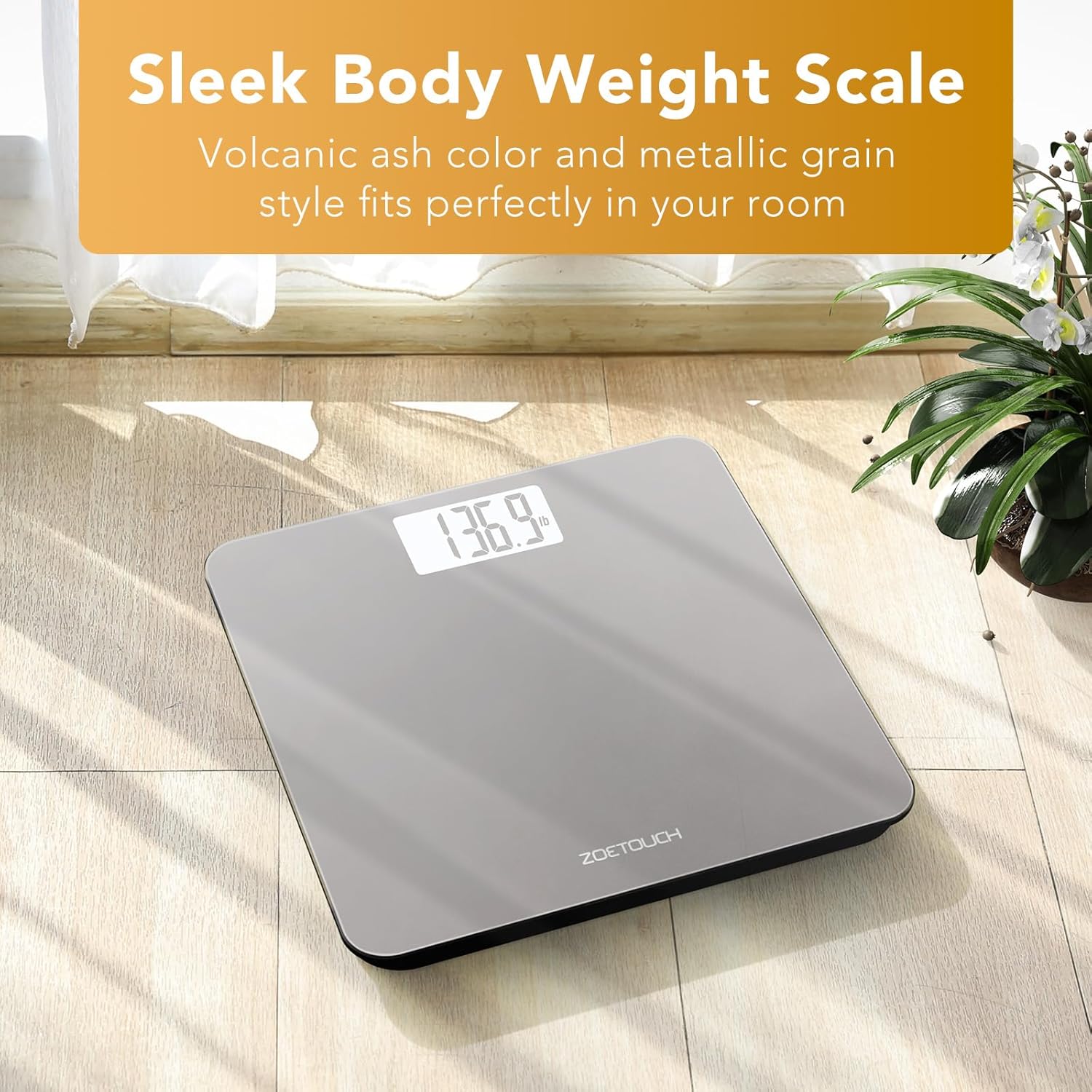 ZOETOUCH Digital Bathroom Scale with Backlit LCD and Tempered Glass