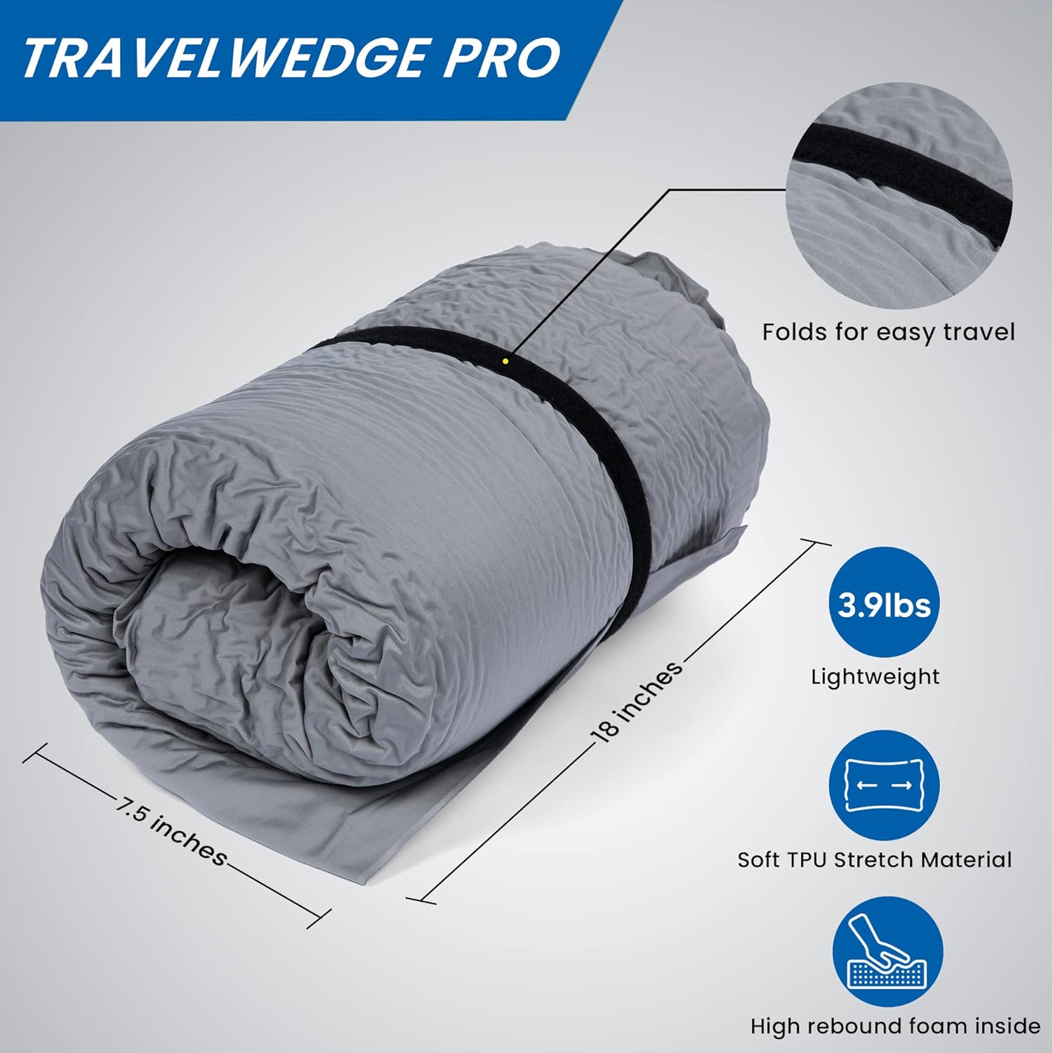 Travelwedge Self-Inflating Bed Wedge Pillow - 30 Inch Checked Bag Version 1