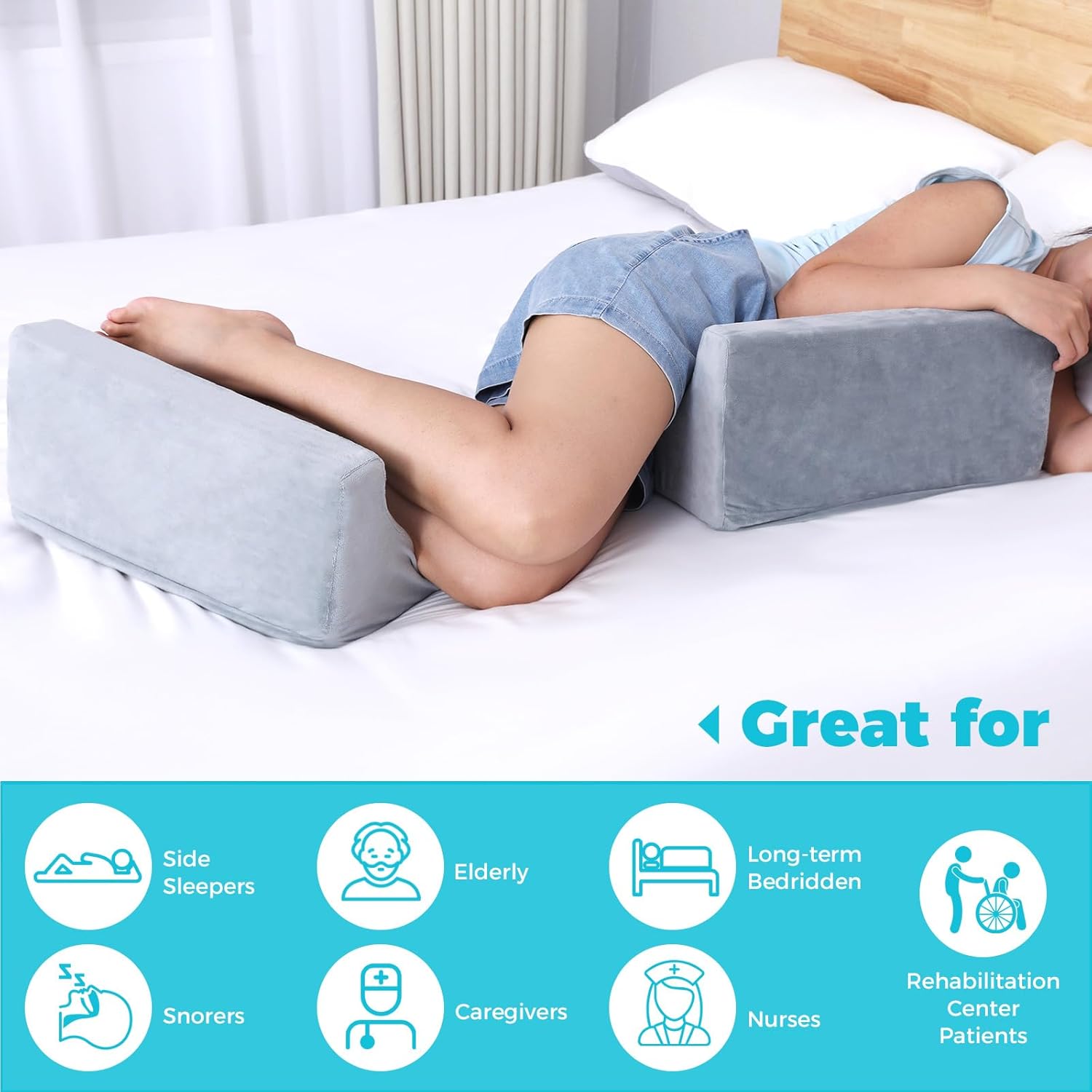 2 Pack Small Wedge Pillow for Sleeping and Back Pain Relief