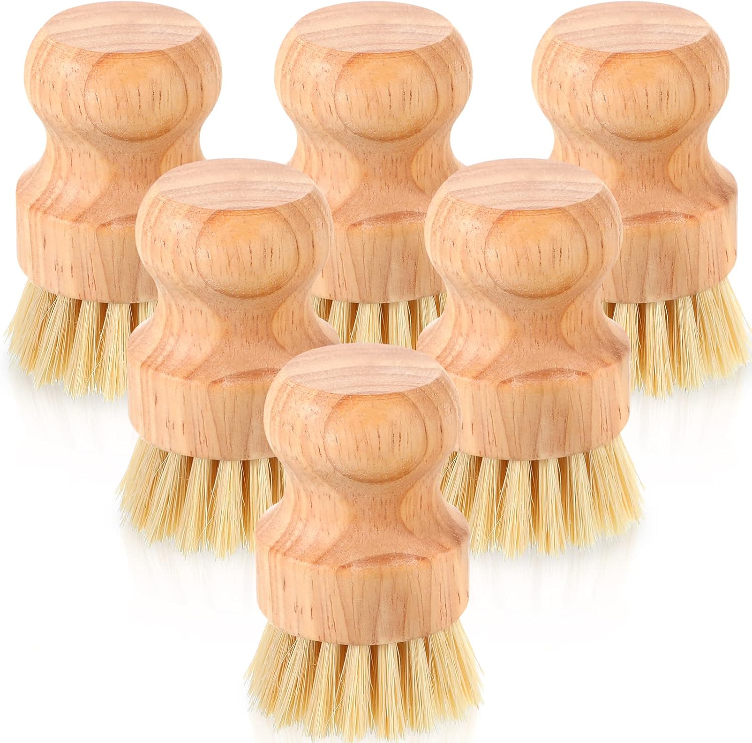 Nuenen 6-Pack Bamboo Dish Scrub Brushes Set