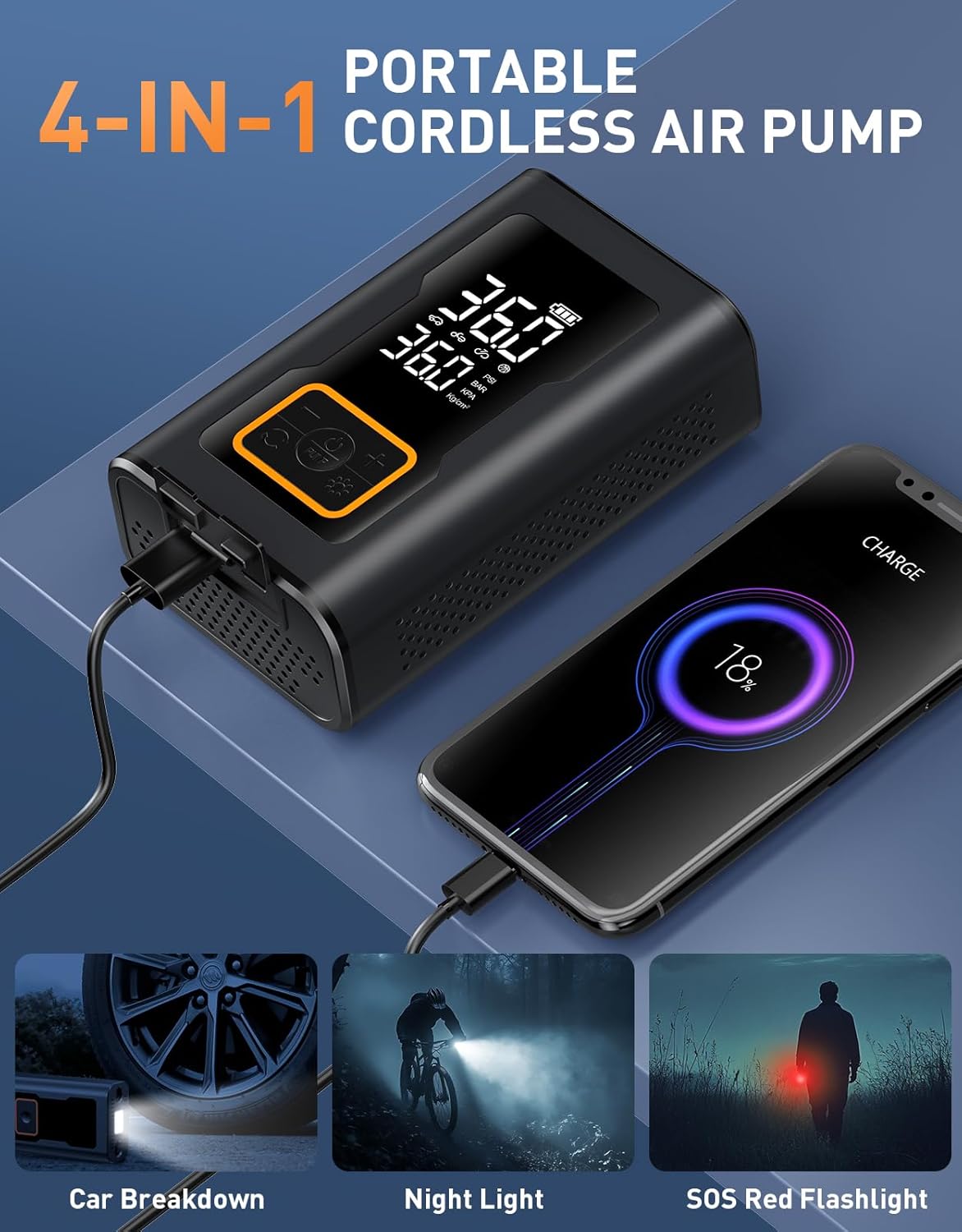 LYTFEI Tire Inflator Portable Air Compressor with Digital Gauge