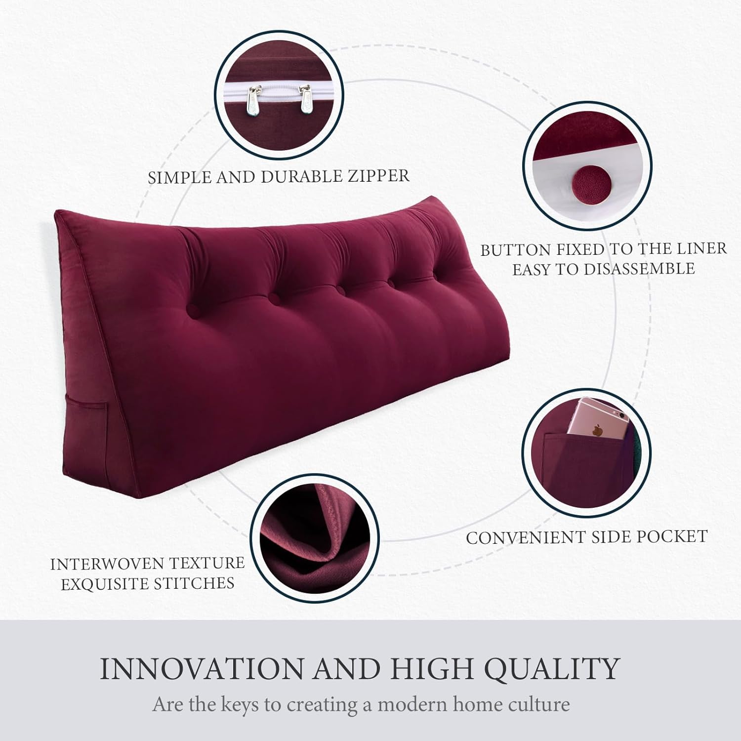 Rucener 10 lbs Velvet Headboard Pillow