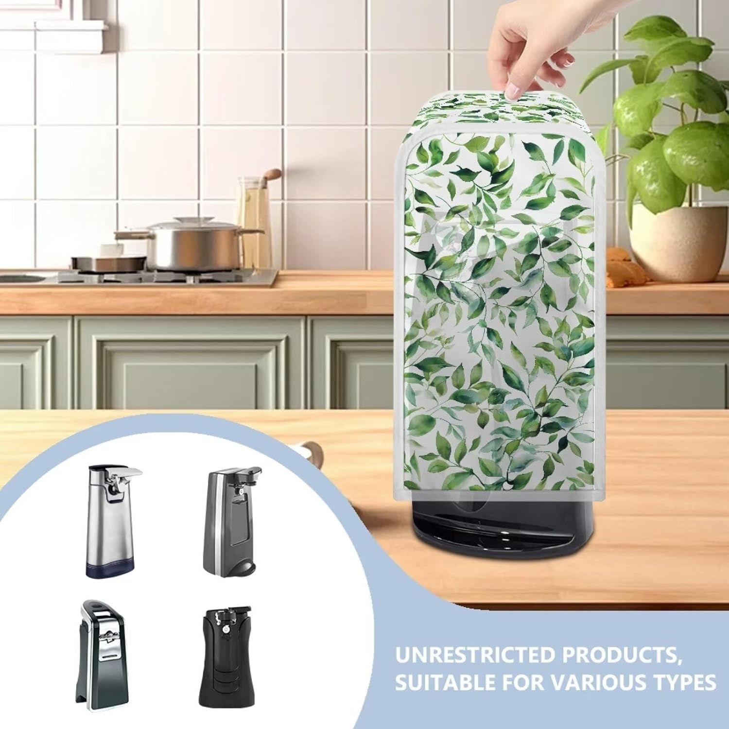 Fishoutleap Green Leaf Electric Can Opener Cover