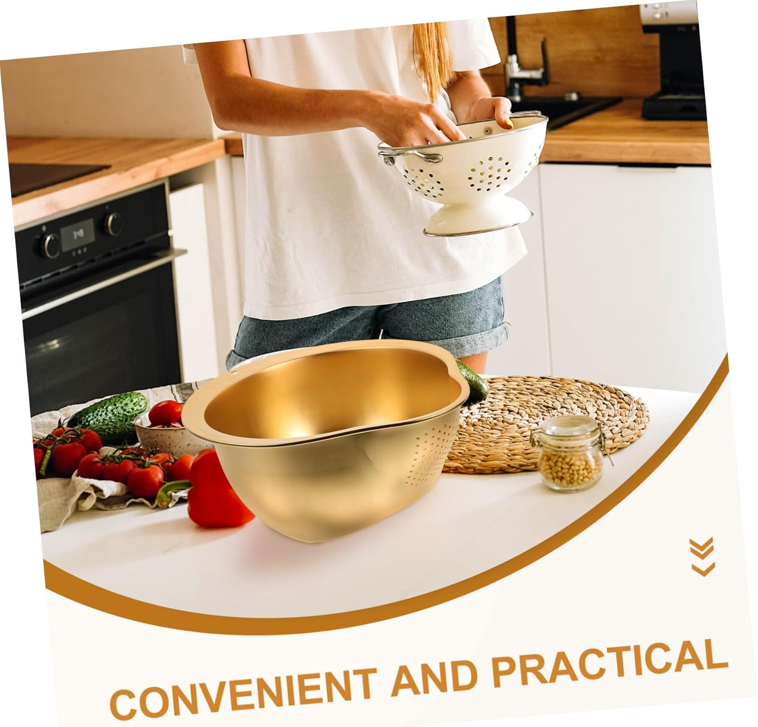 Cabilock Stainless Steel Colander with Drain Board