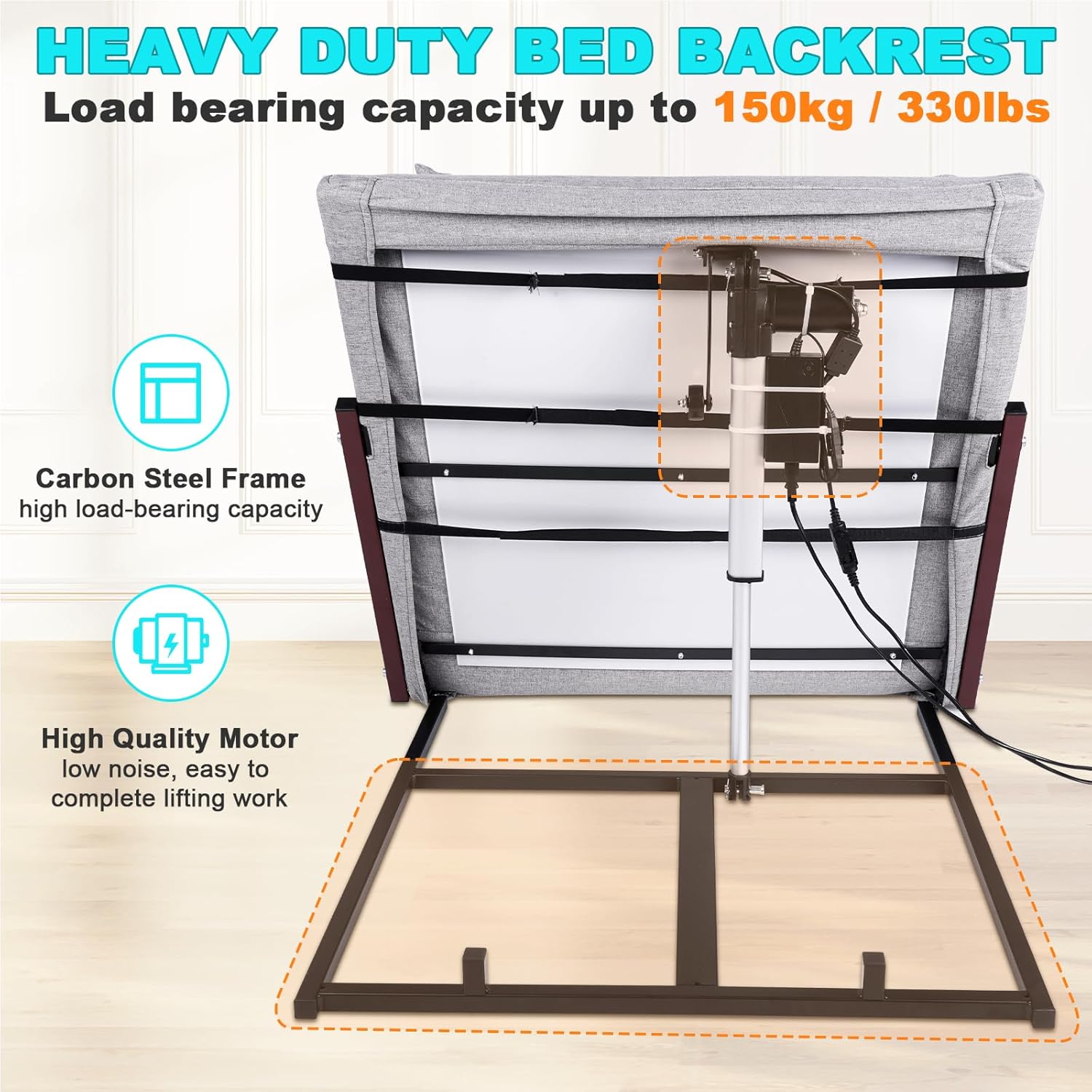 YUCHENGTECH Electric Adjustable Bed Backrest with Foldable Armrest