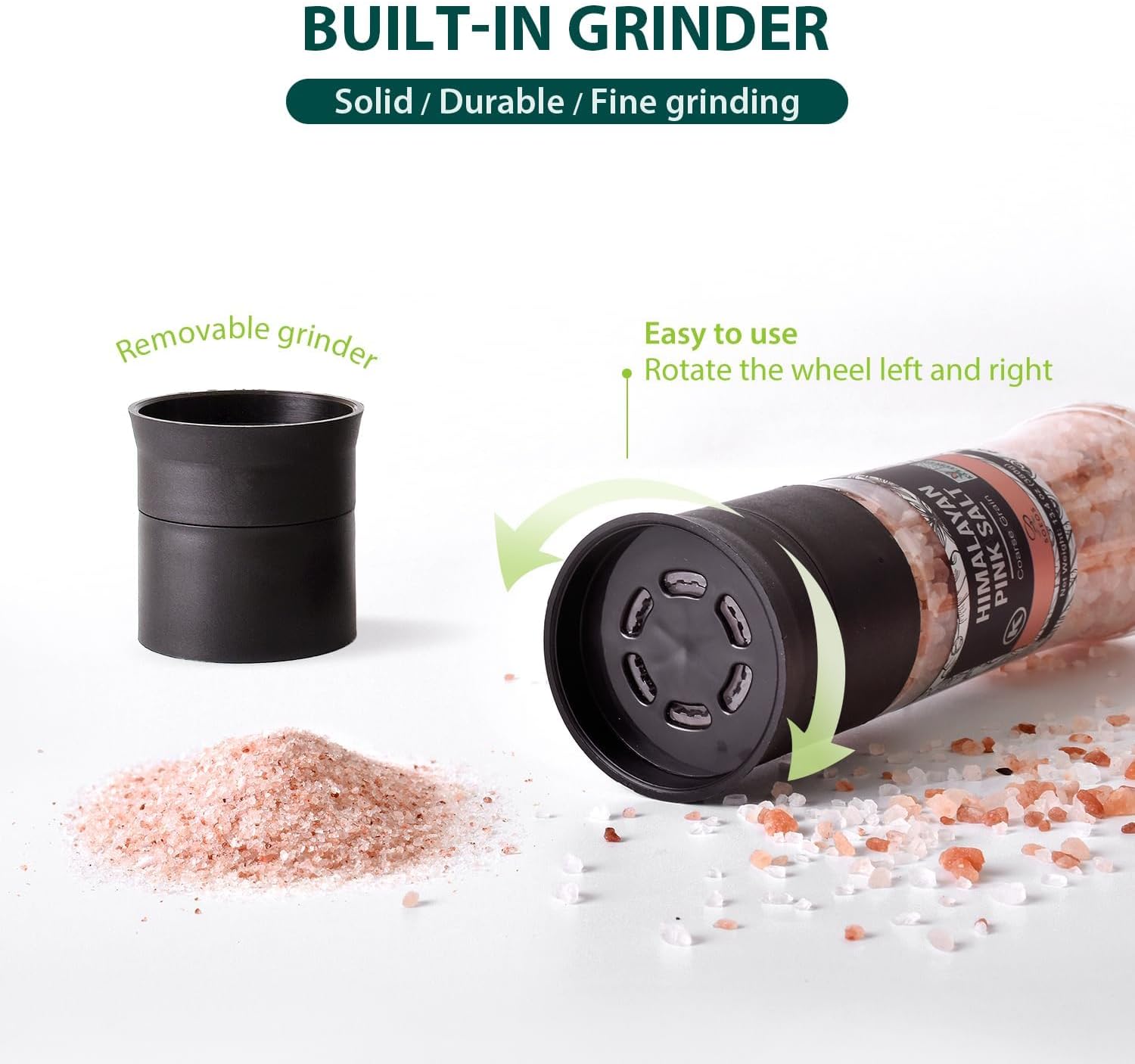Soeos Himalayan Pink Salt Coarse Grinder Set