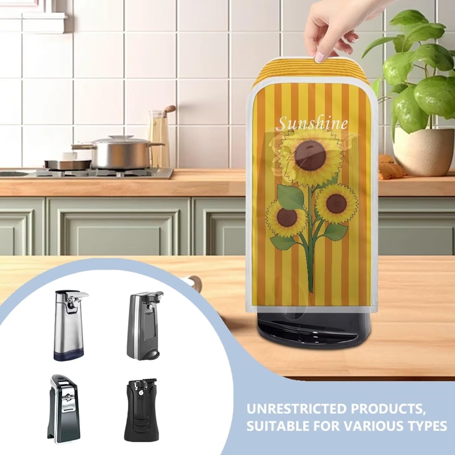 Suhoaziia Can Opener Dust Cover with Sunflower Design