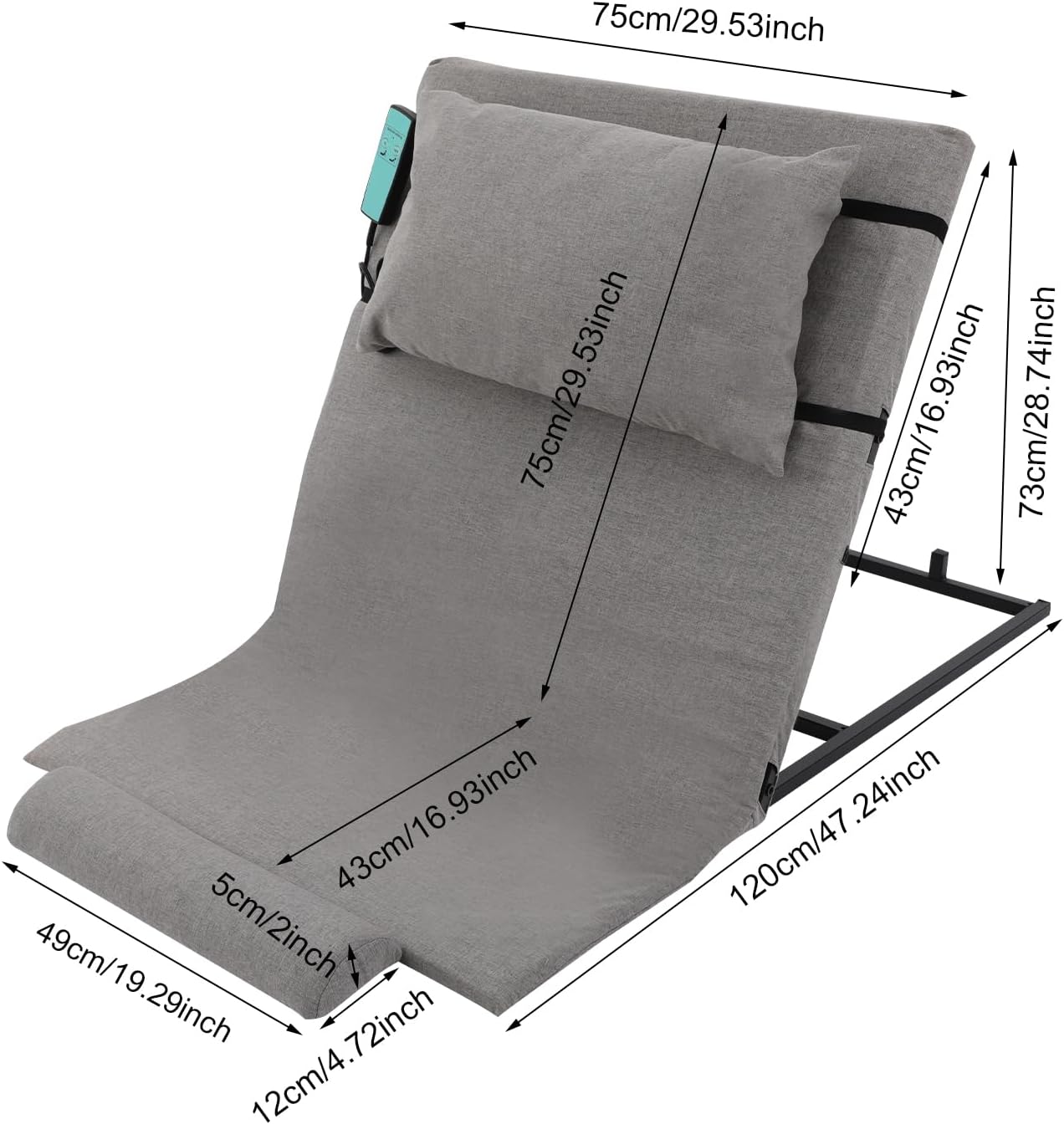 Electric Adjustable Bed Back Rest for Elderly and Disabled 300lbs Grey