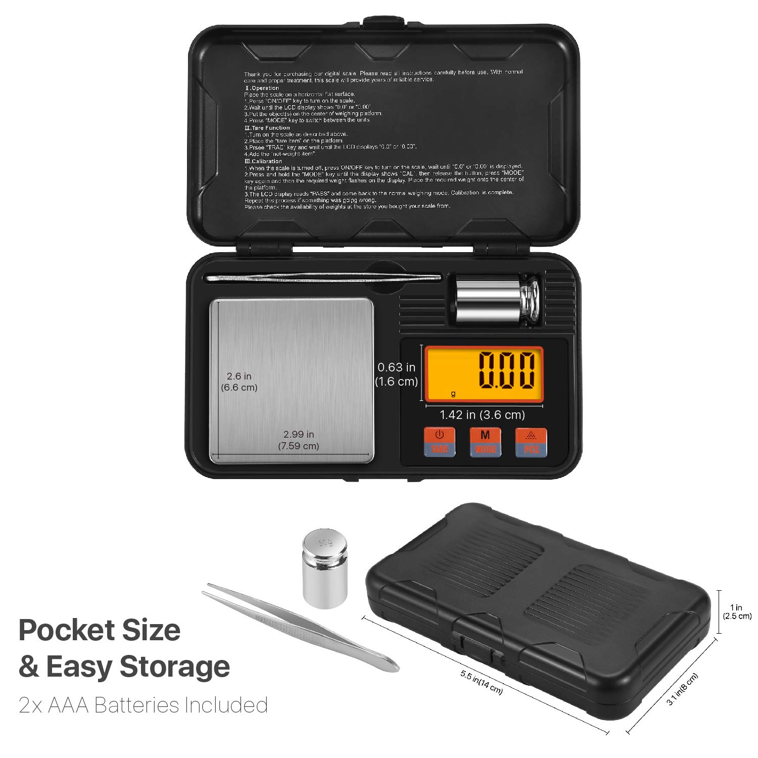 Flexzion Digital Scale Pocket Size 50g 001g Precision