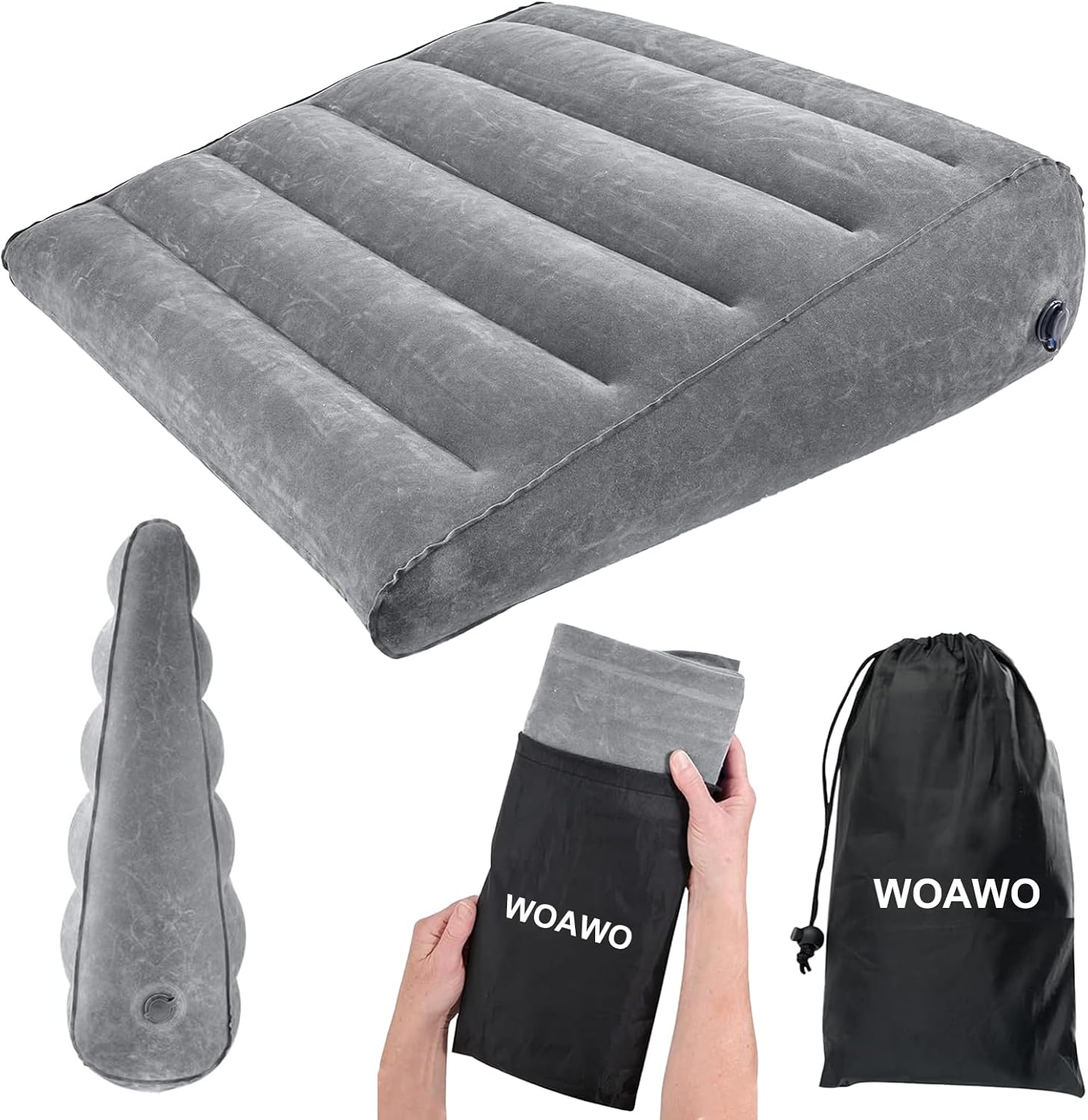 WOAWO Inflatable Wedge Pillow -Portable Travel Under Knee Support