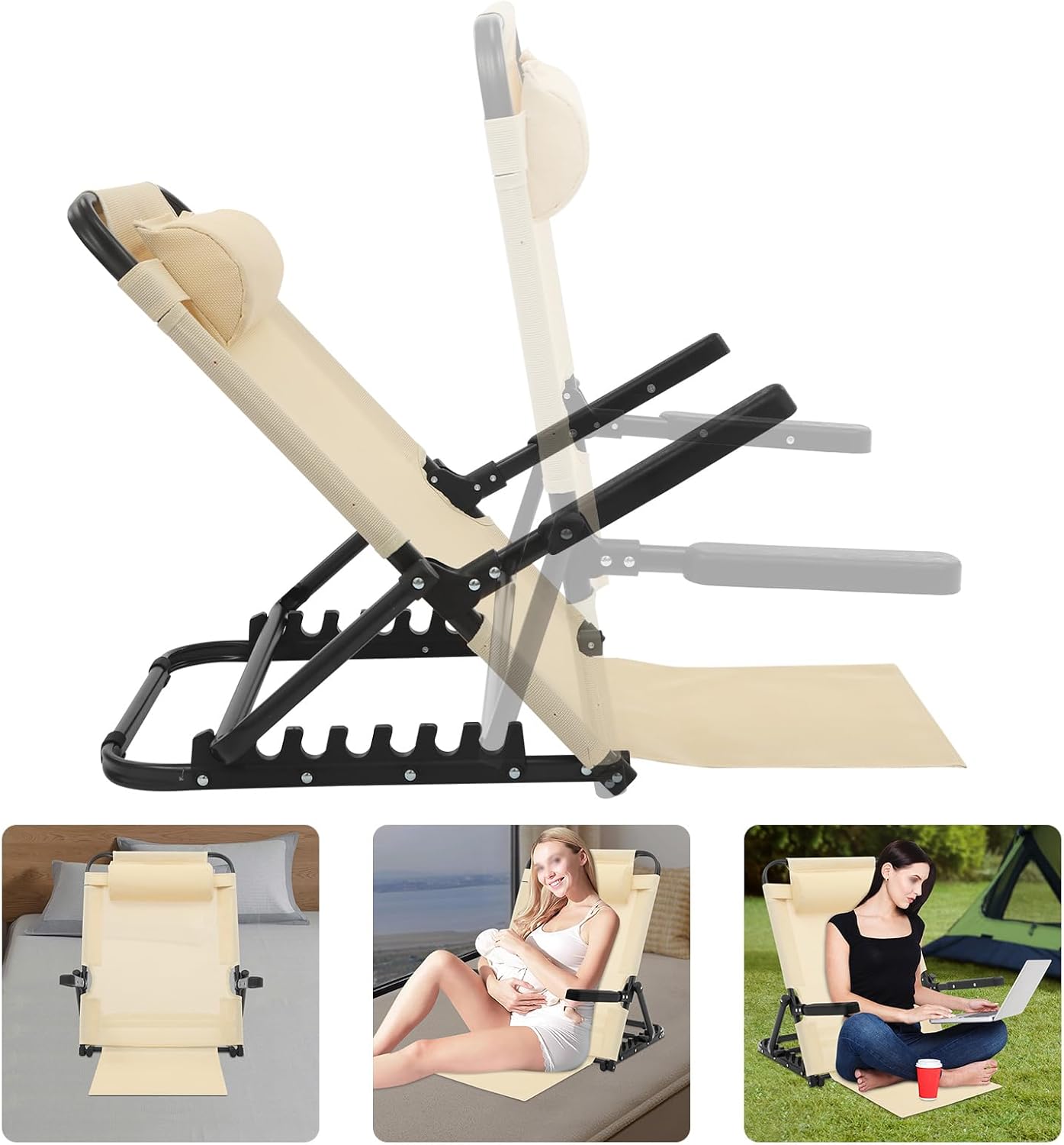 Eapmic Adjustable Lifting Bed Backrest with Armrest and Pillow