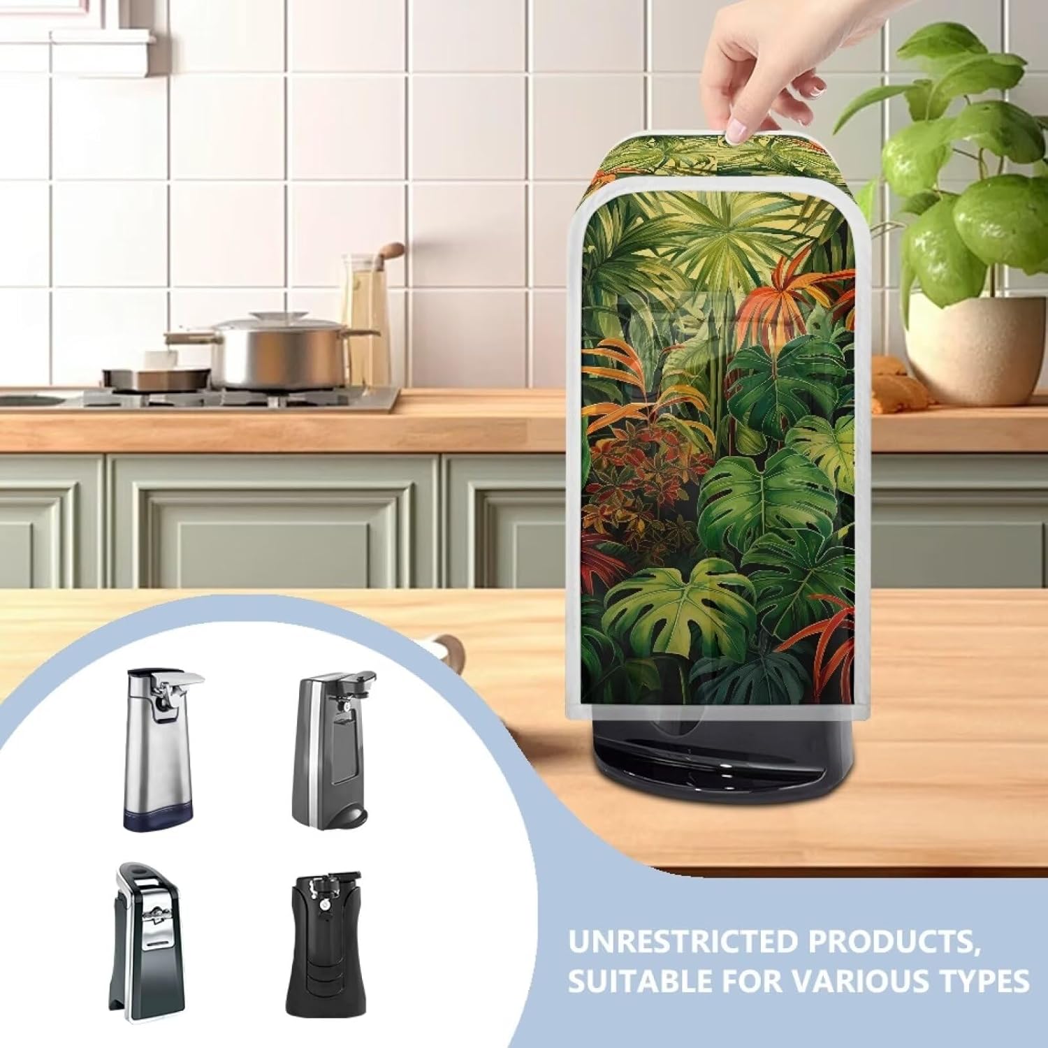 Electric Can Opener Dust Cover with Green Pattern