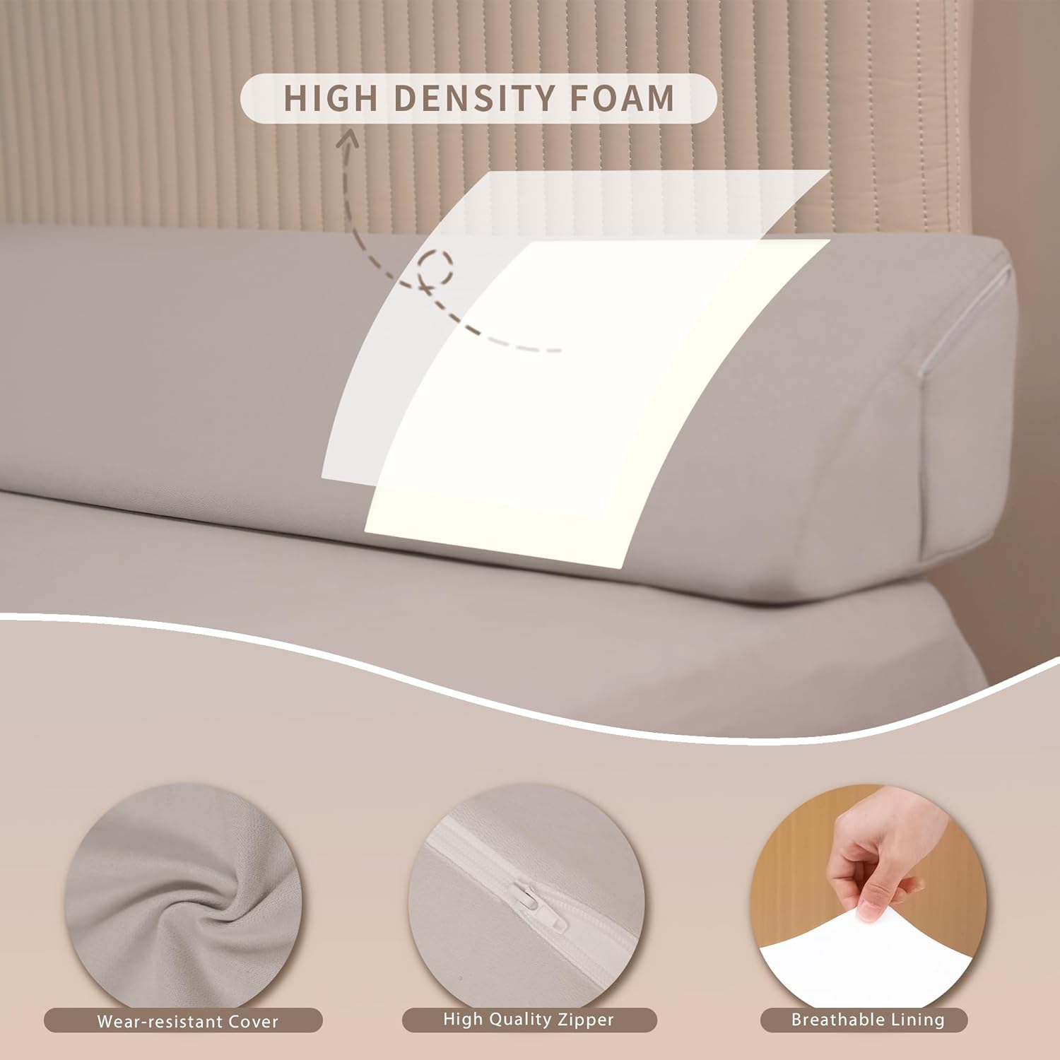 Aurako Queen Size Bed Wedge Pillow with Pockets