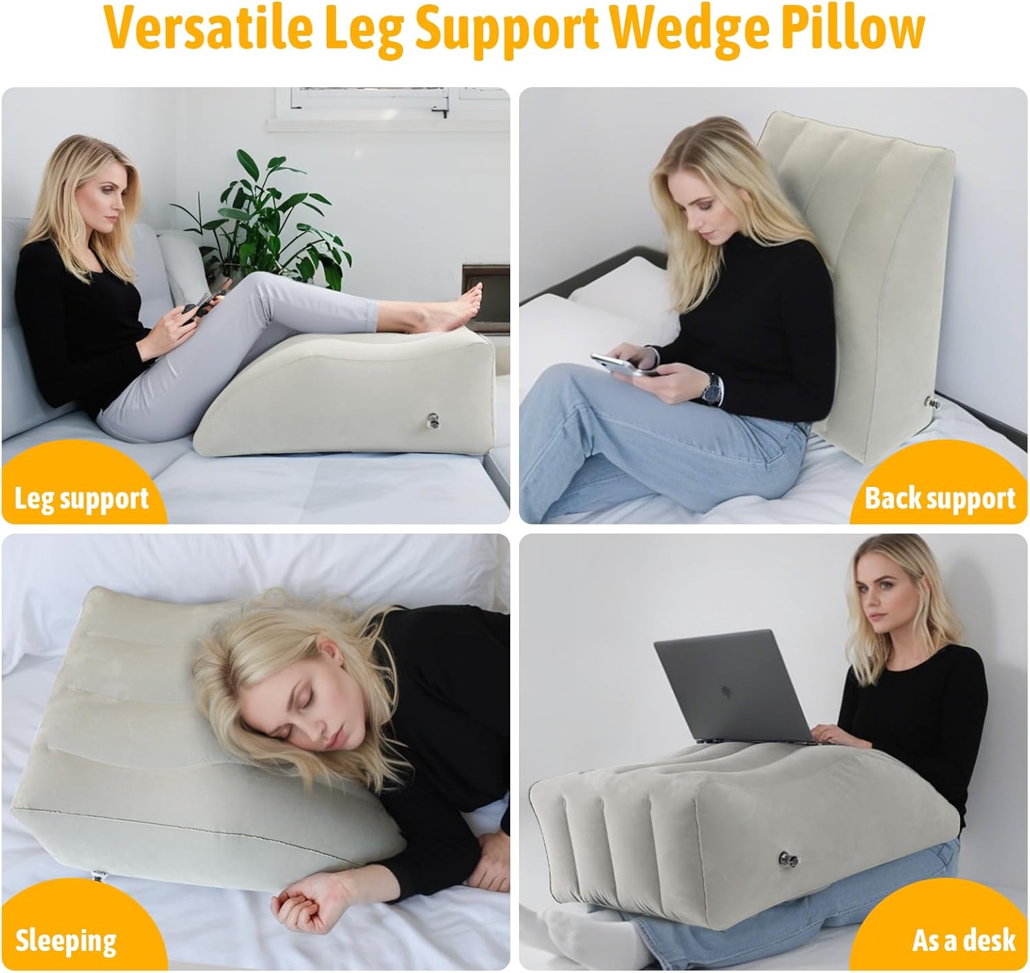 Inflatable Leg Elevation Pillow for Comfort and Swelling Relief