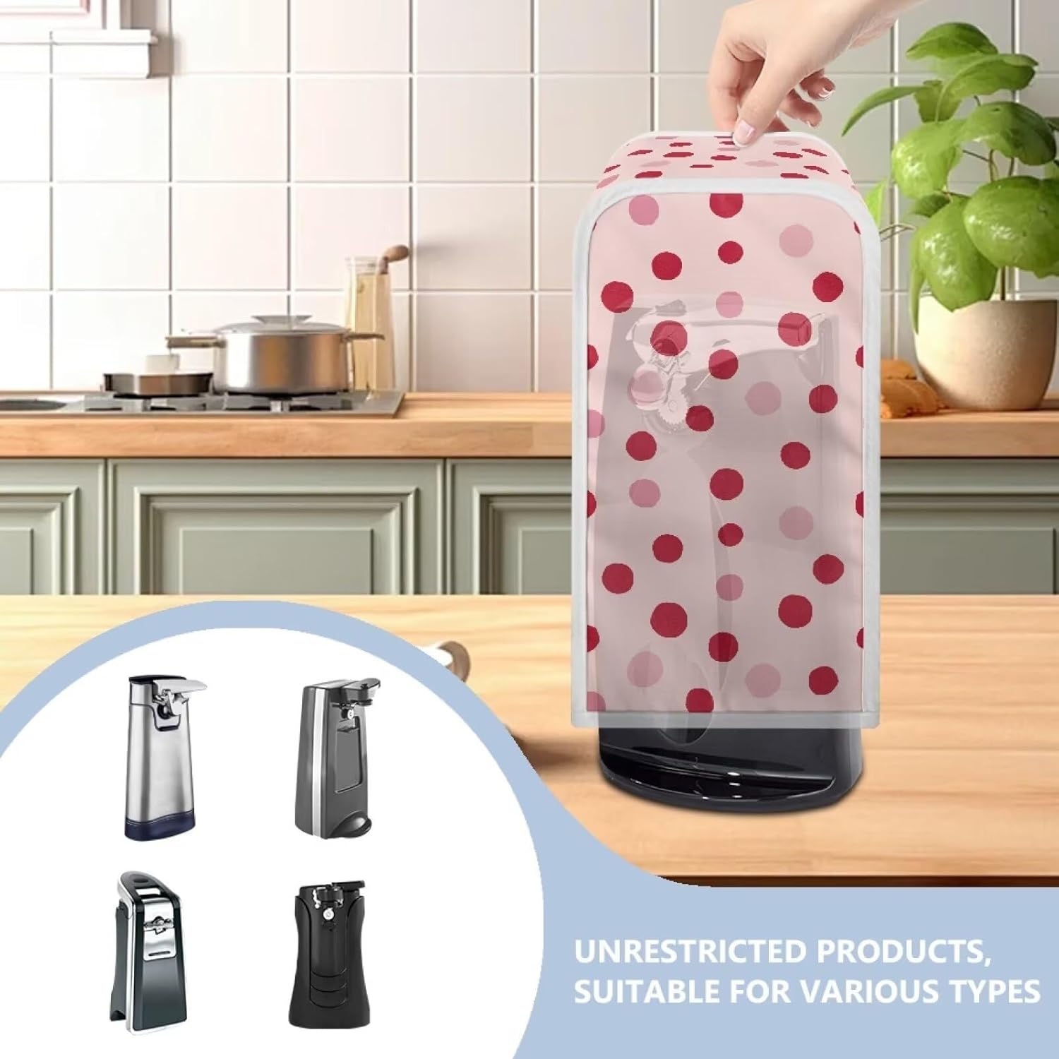 Pink Spots Can Opener Dust Cover for Kitchen