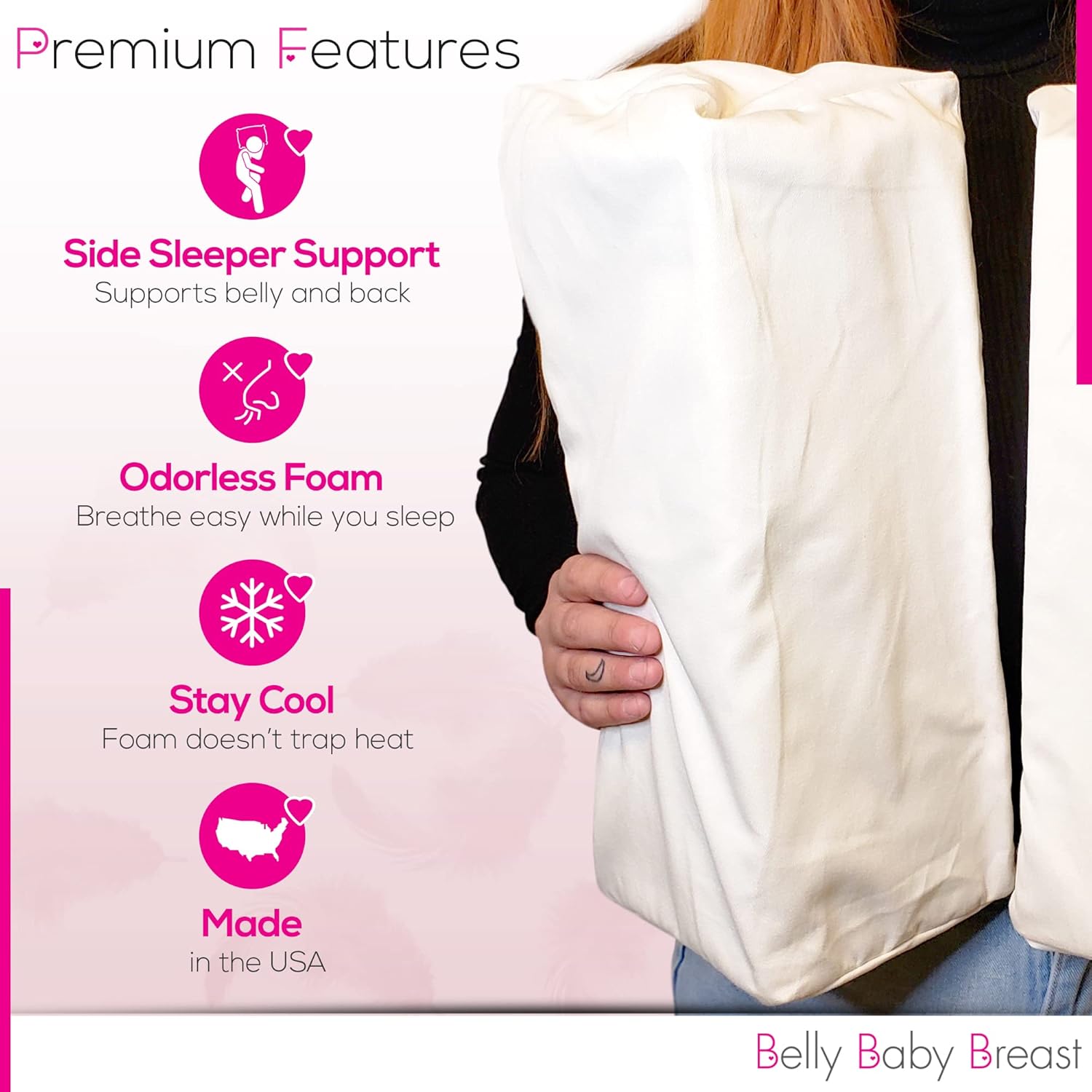 Belly Baby Breast Pillow Set of 2 for Pregnancy and Side Sleep