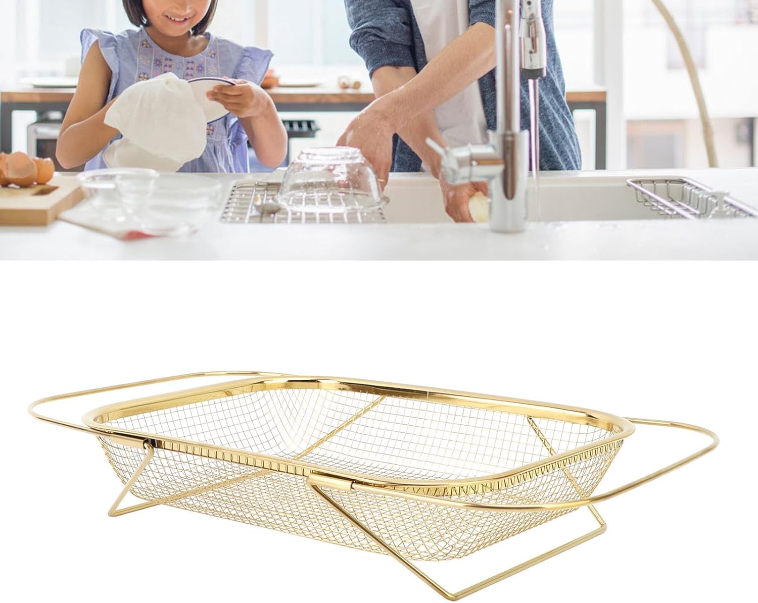 Asixxsix Over The Sink Colander with Handles
