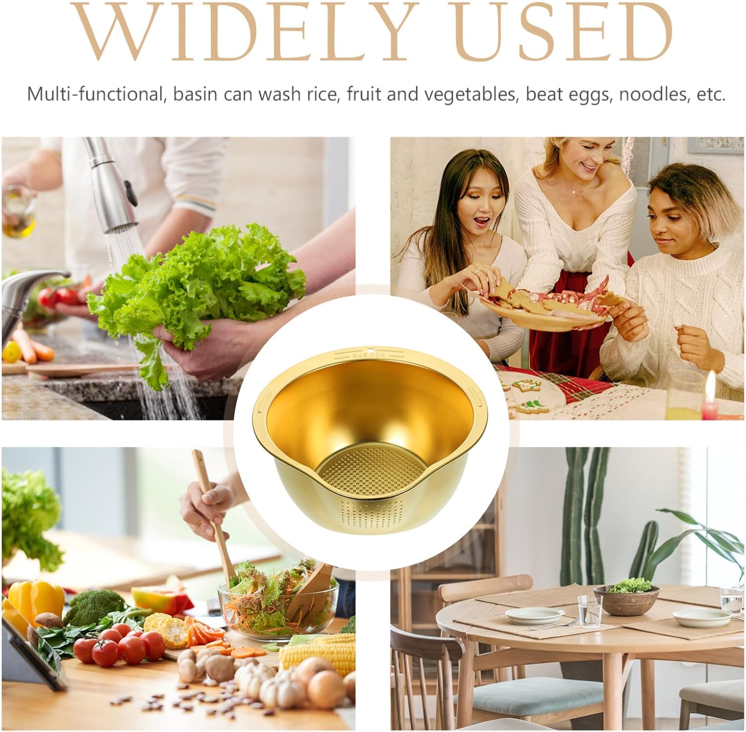 Kichvoe Multifunctional Stainless Steel Colander Bowl