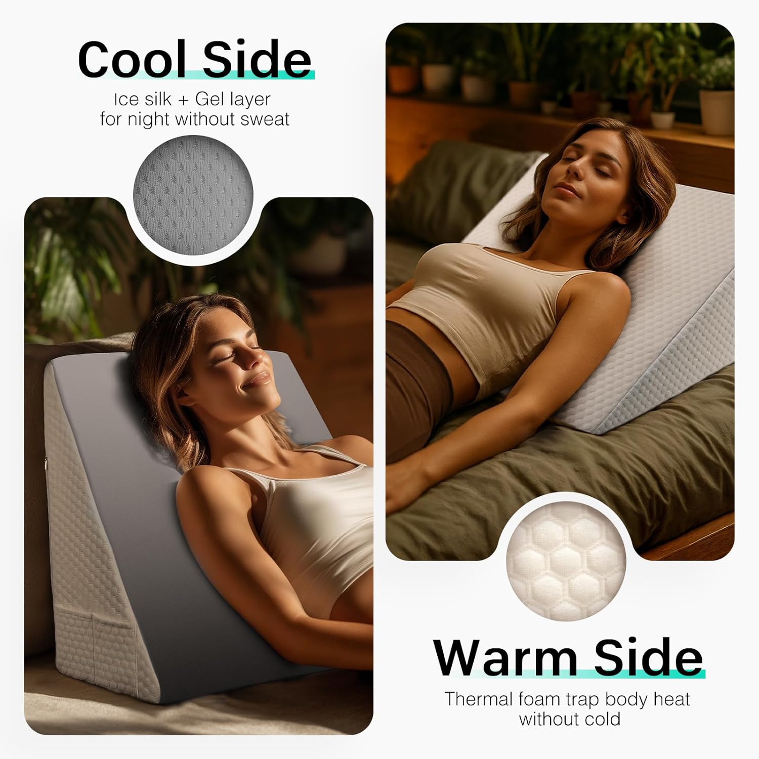DeerFable Dual Sided Bed Wedge Pillow - Gray 75 Inch 1