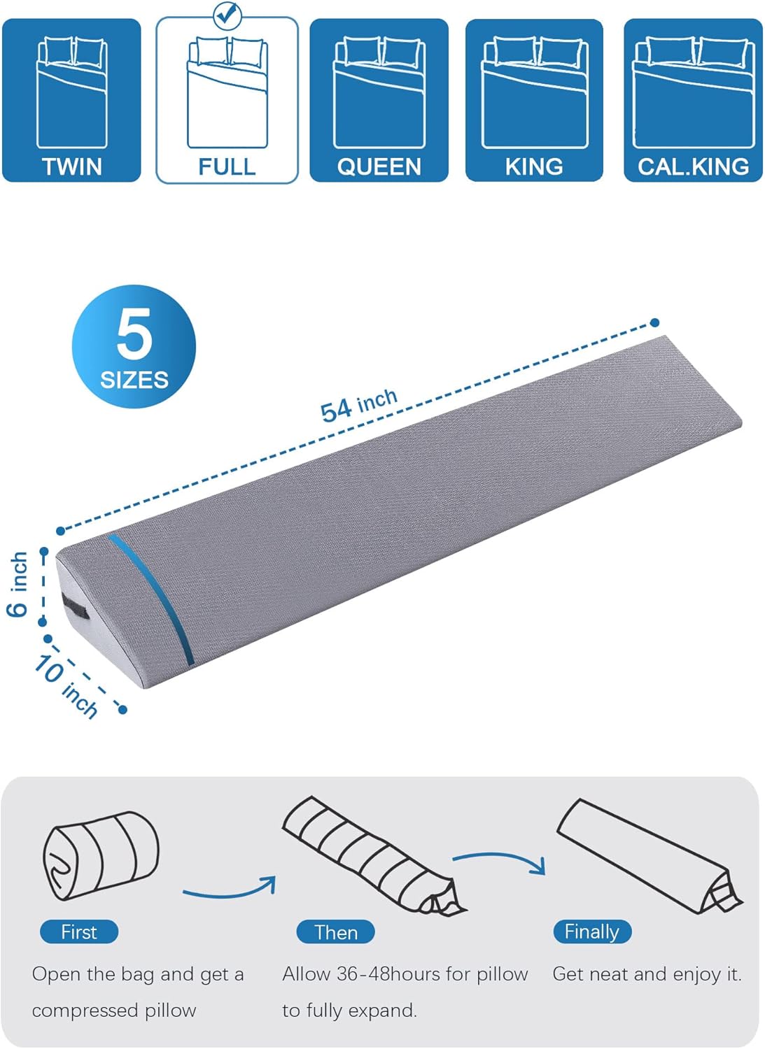 Moavica Full Size Bed Wedge Pillow Gap Filler