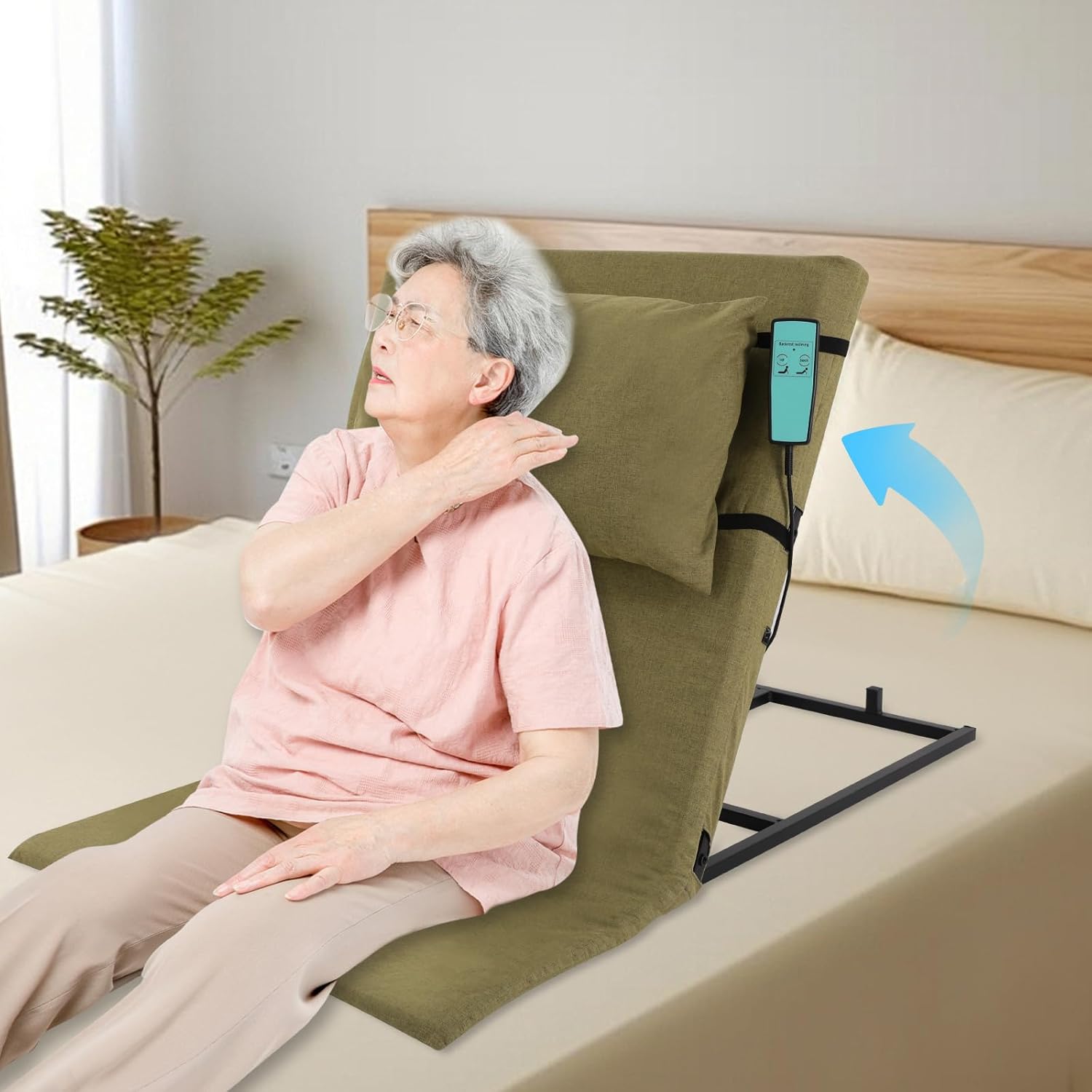 Electric Adjustable Bed Back Rest for Elderly and Disabled 300lbs Capacity Green