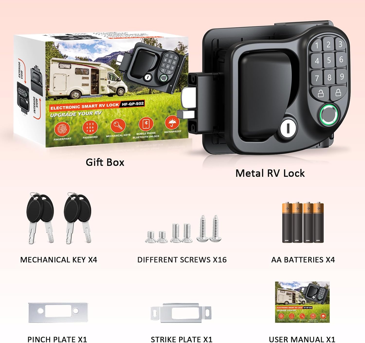 Kedite 4-in-1 Smart RV Door Lock with Bluetooth and Fingerprint