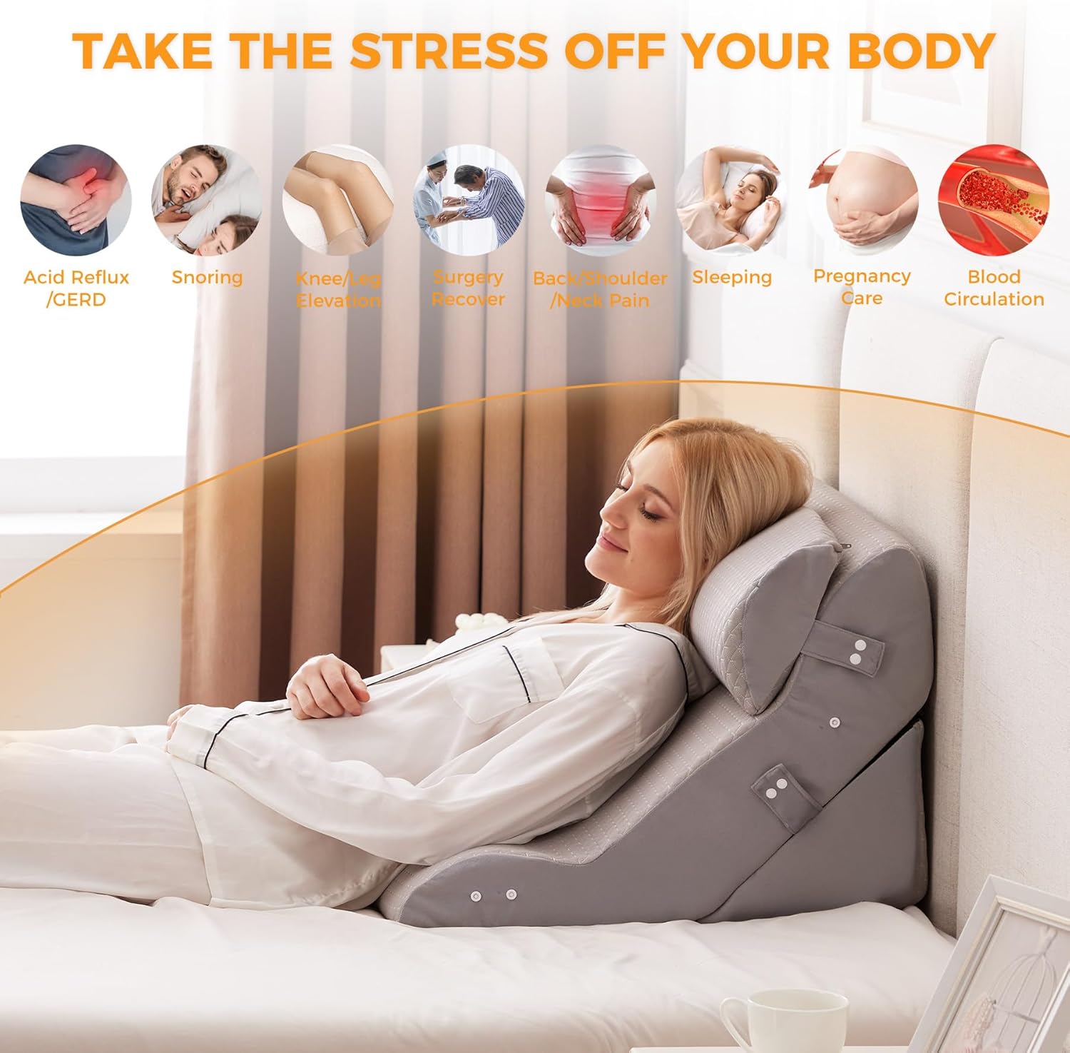 3PCS Adjustable Wedge Pillow Set for Post Surgery Relief