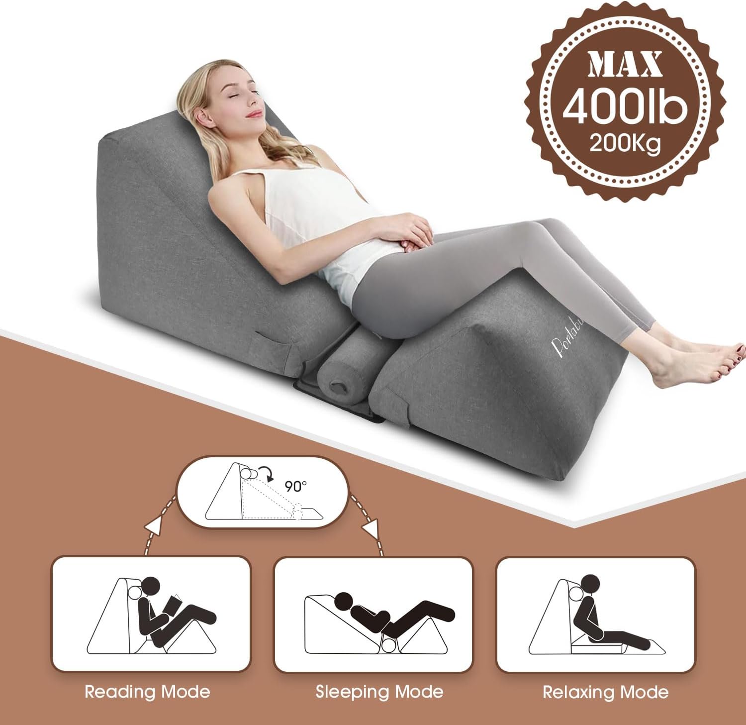 Portabuddy Inflatable Wedge Pillow - 0-90 Adjustable