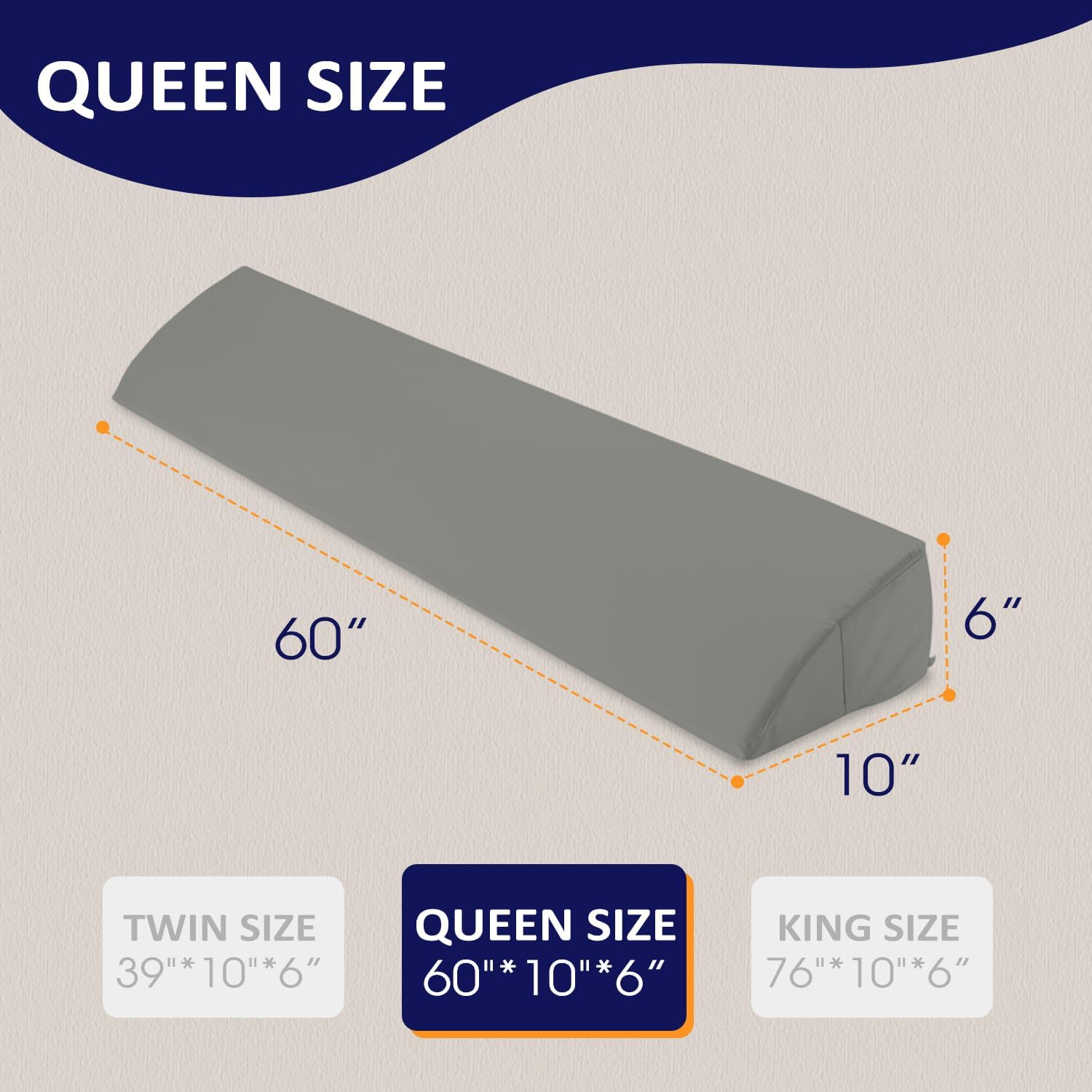 Downluxe Queen Bed Wedge Pillow with Storage Pockets