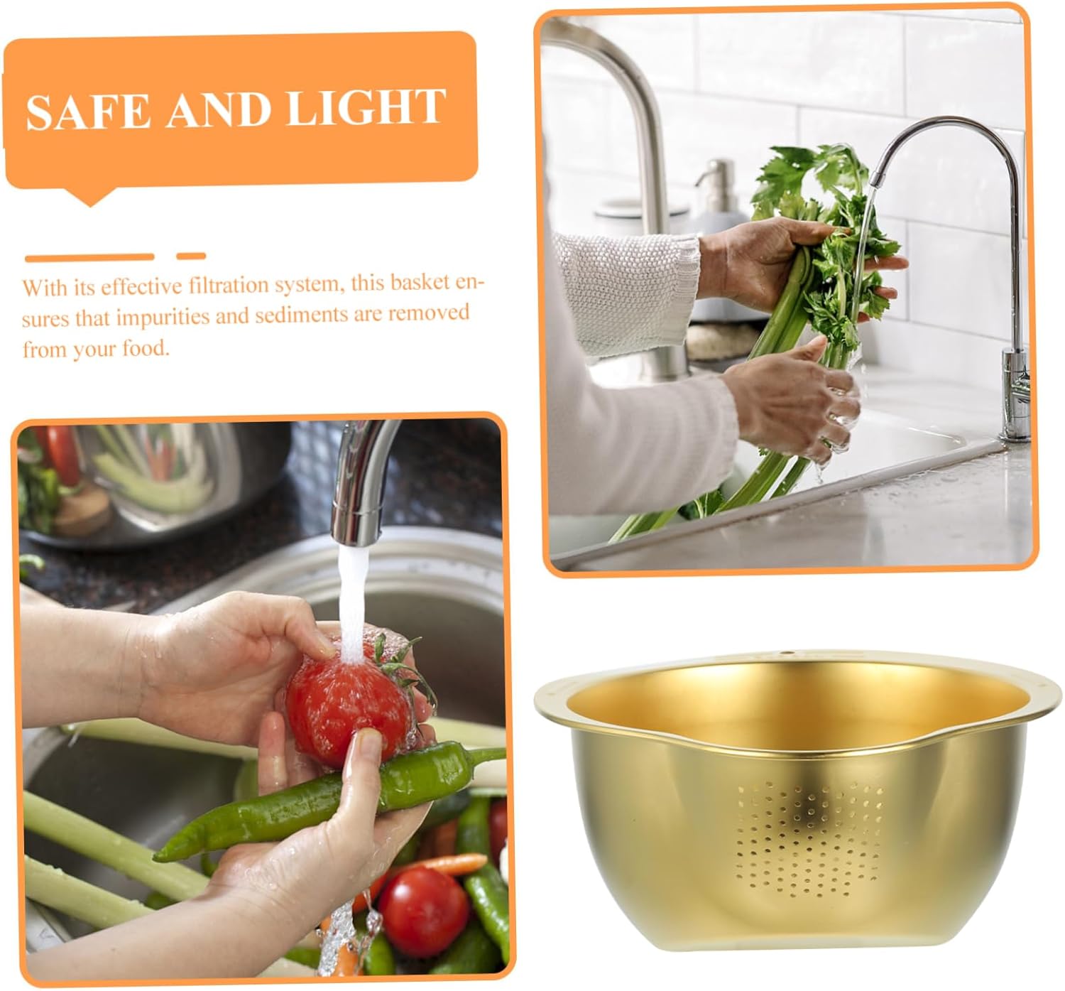 Hoement Stainless Steel Colander with Fine Mesh Drain Basket for Kitchen Use