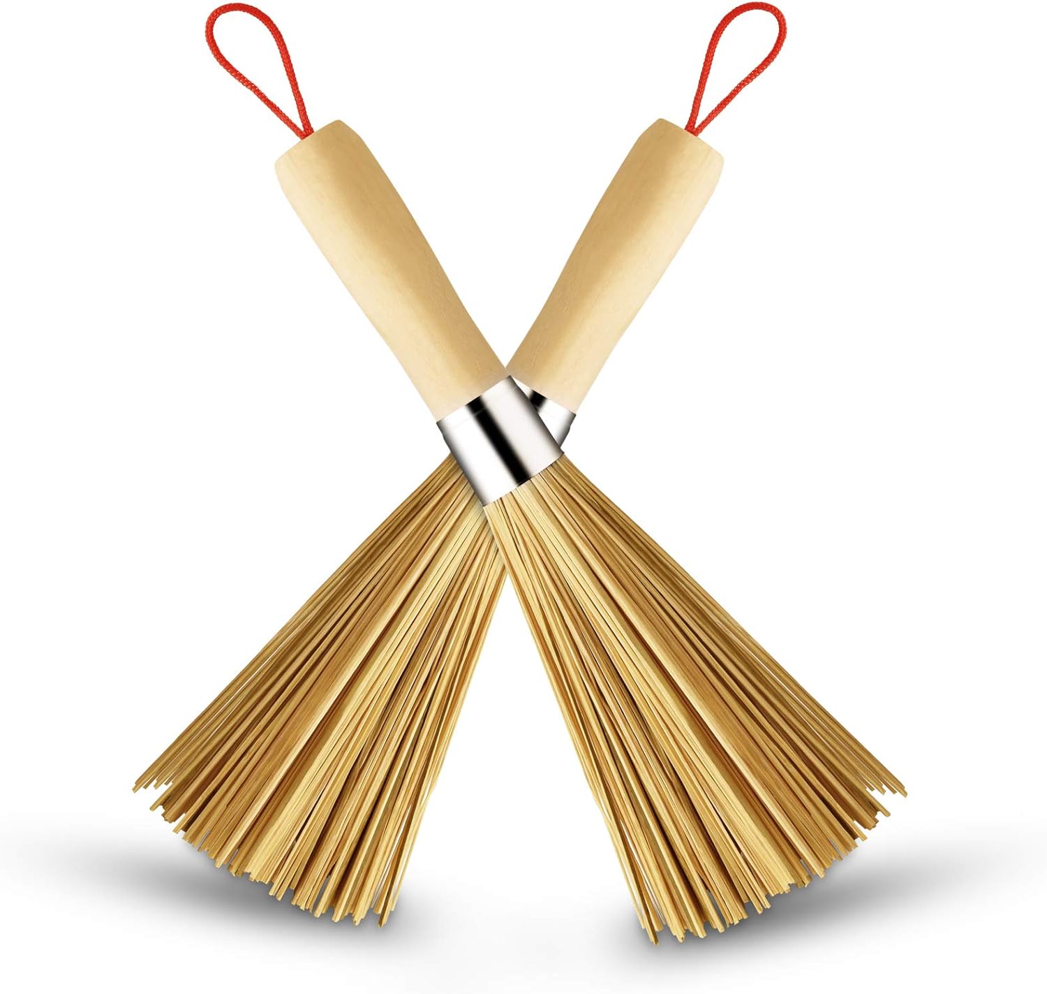 2 Pack Bamboo Wok Brush for Hot Spot Cleaning