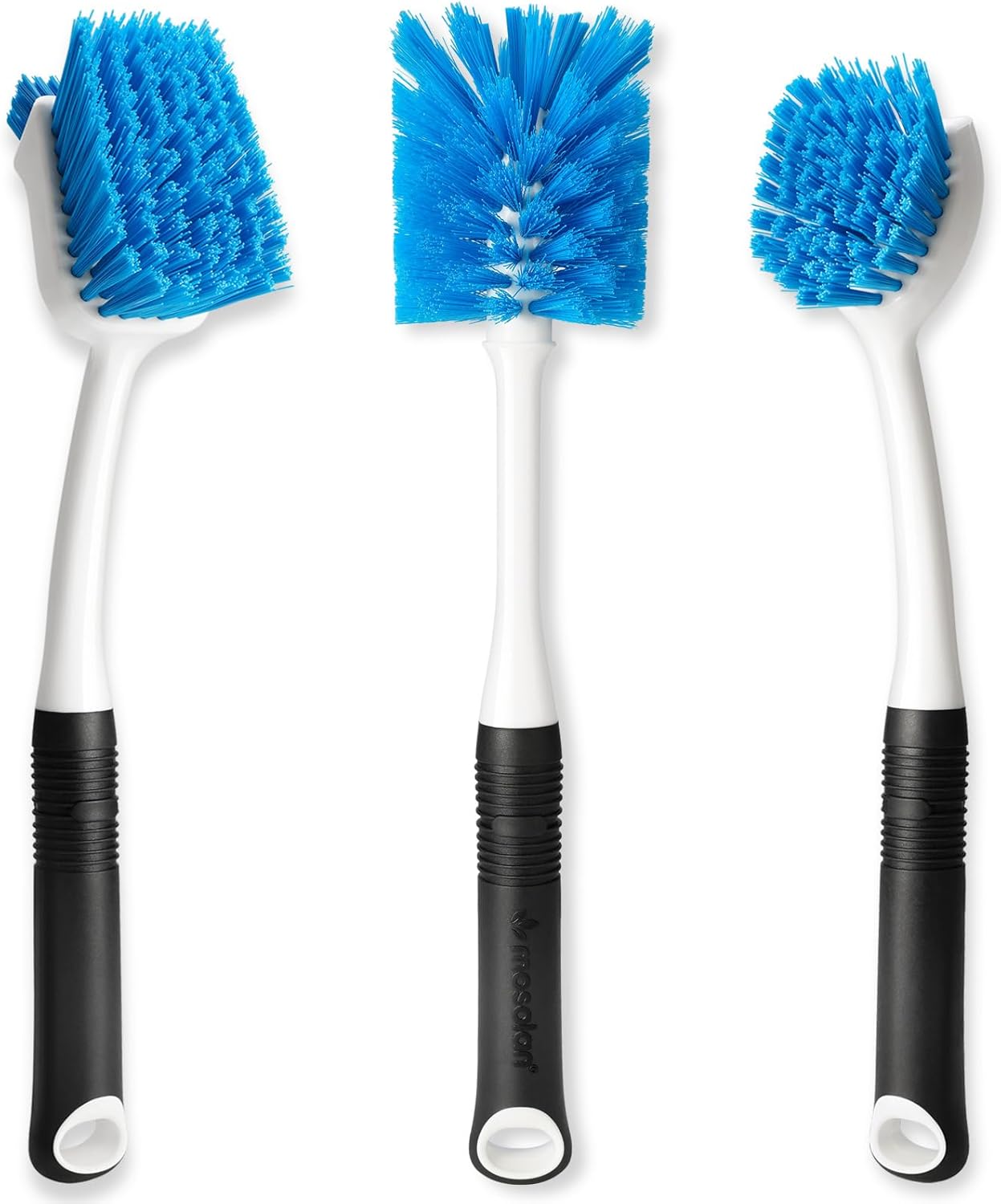 MOSOLAN 3-Piece Dish Brush Set with Scraper Edge