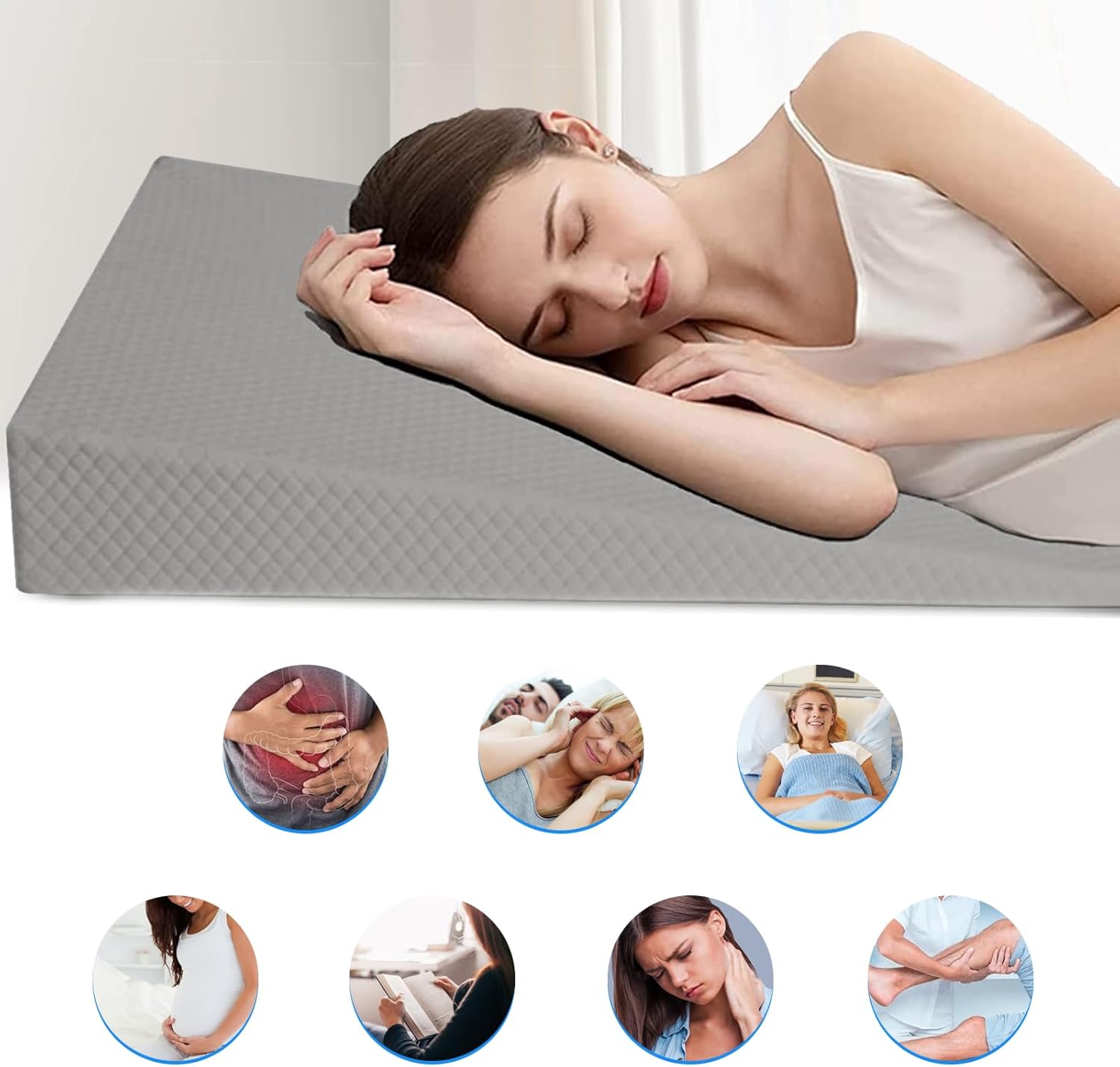 XINSURUJIAN Bed Wedge Pillow Triangle Belt Foam White