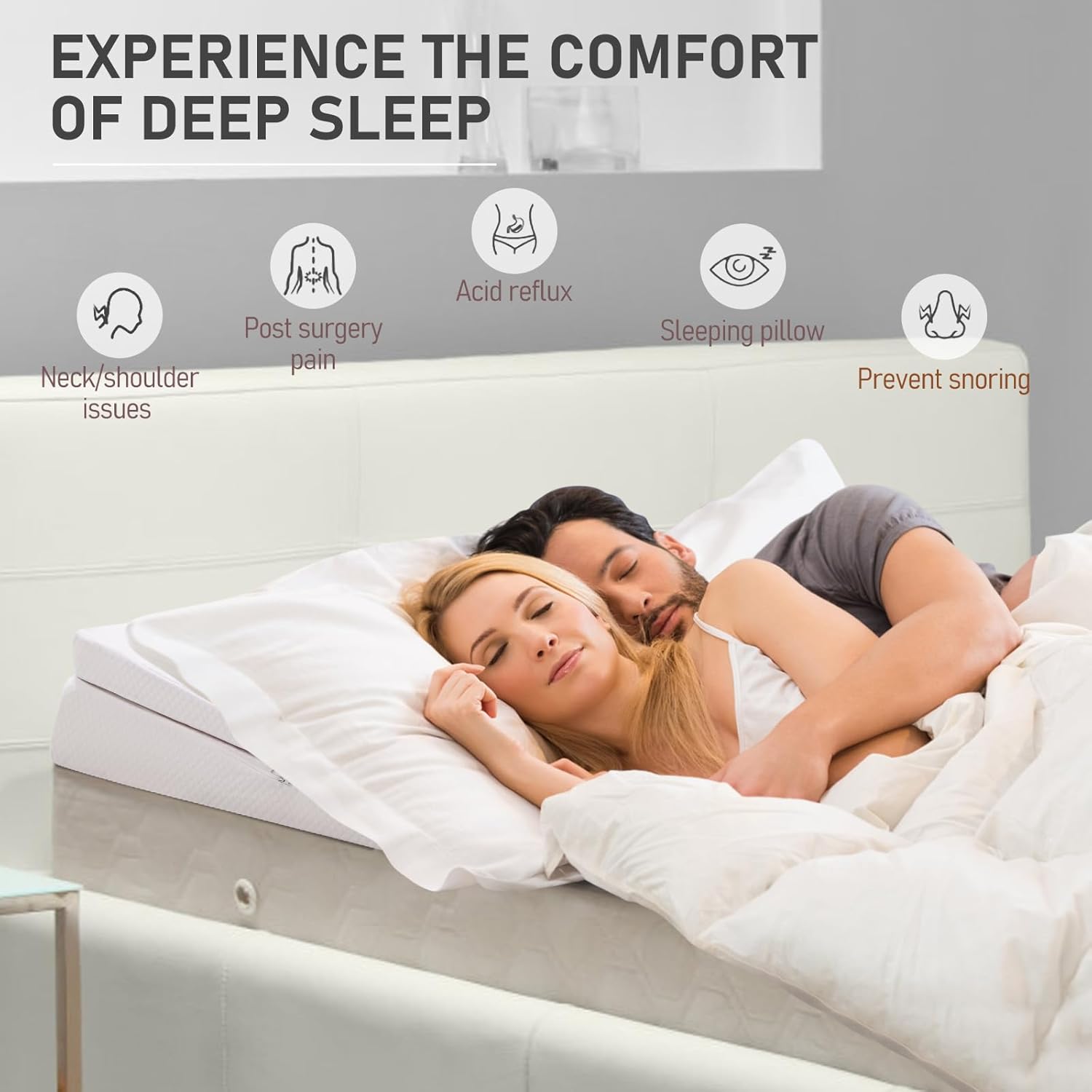 SUNYRISY Adjustable Wedge Mattress Topper for Acid Reflux and Back Pain