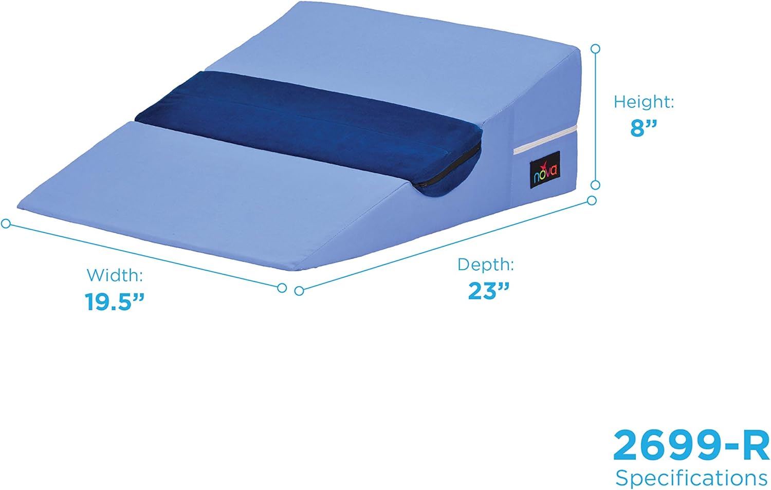 NOVA Bed Wedge with Half Roll Pillow Insert - 17 Degree Elevation