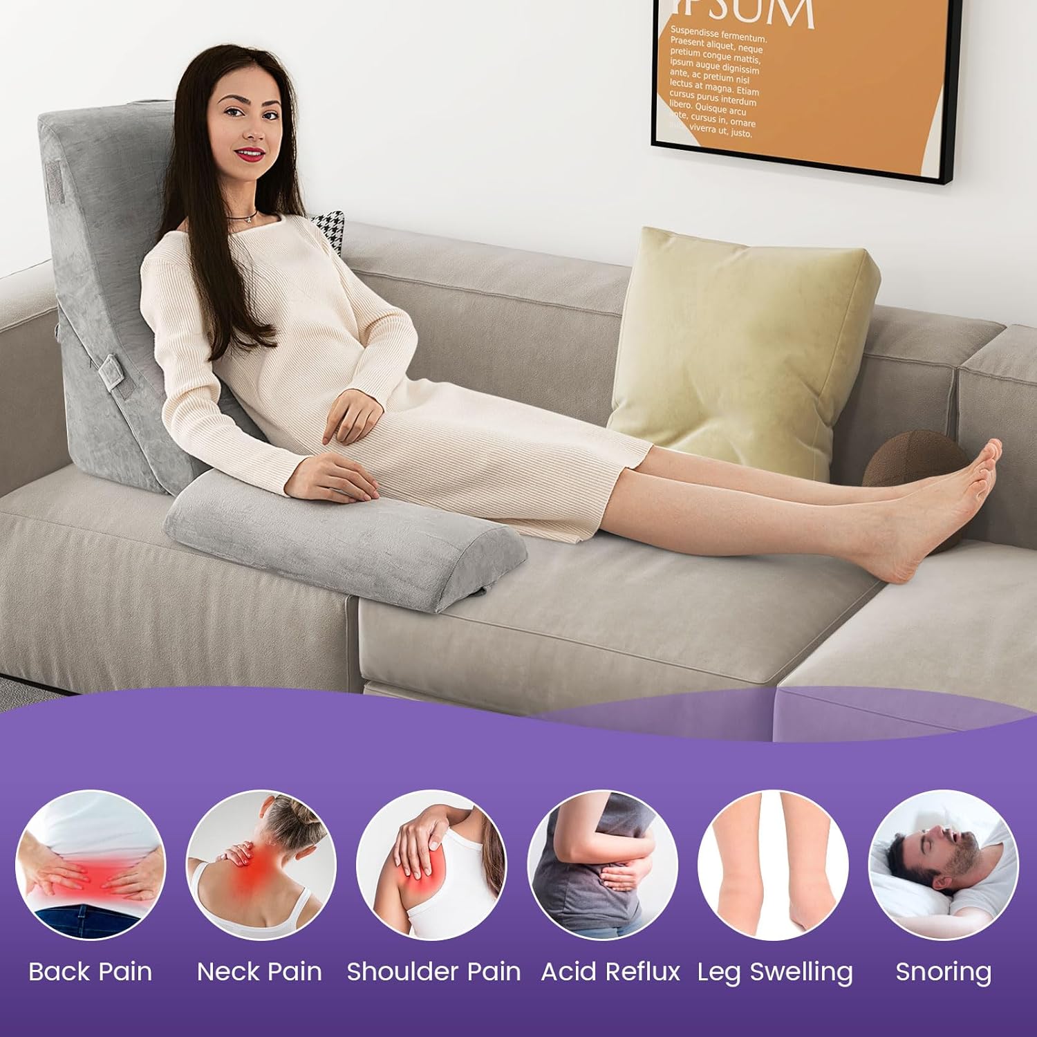 KOMFOTT 3PCS Adjustable Orthopedic Wedge Pillow Set