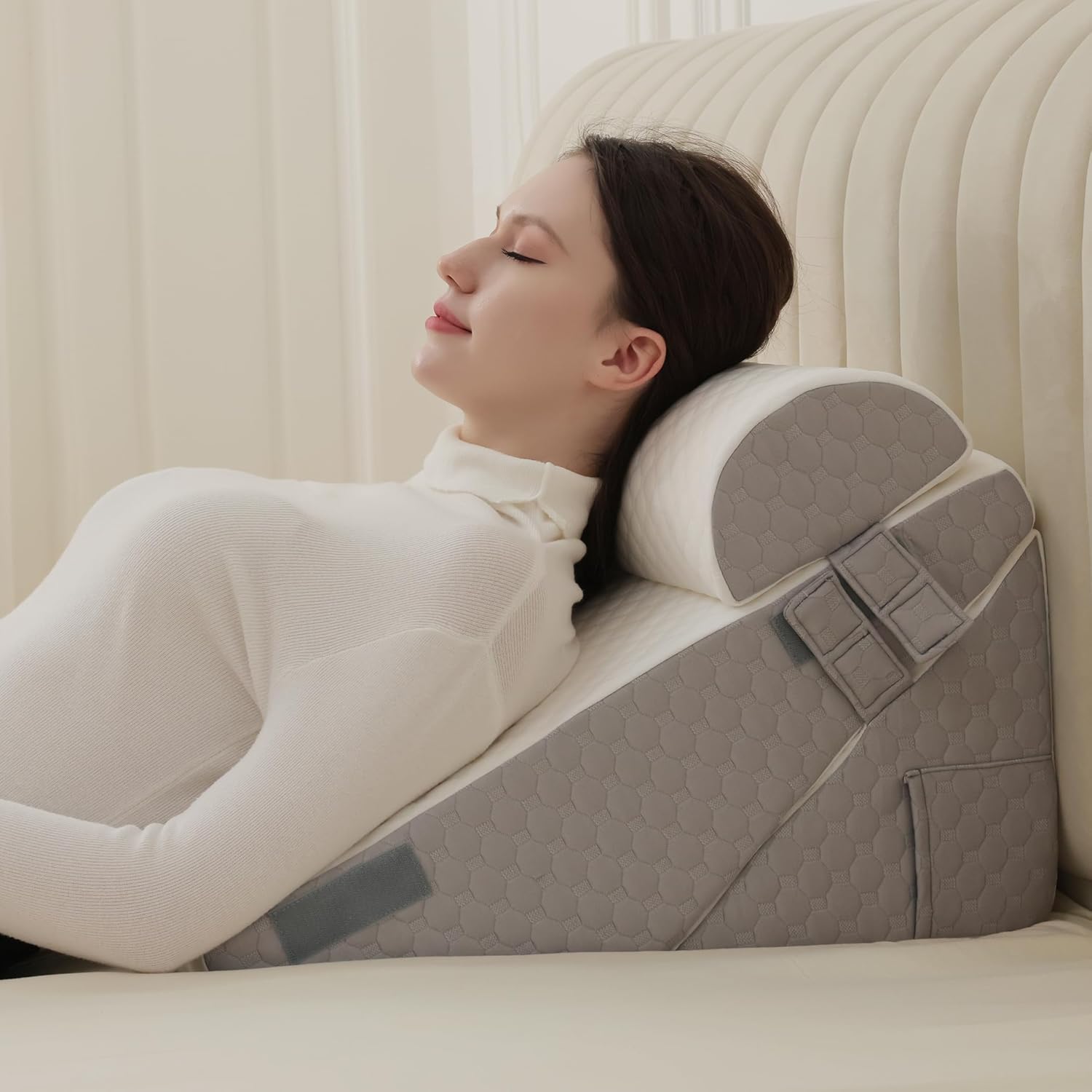 Flyxunfri 912 Bed Wedge Pillow Set 10-in-1 Adjustable