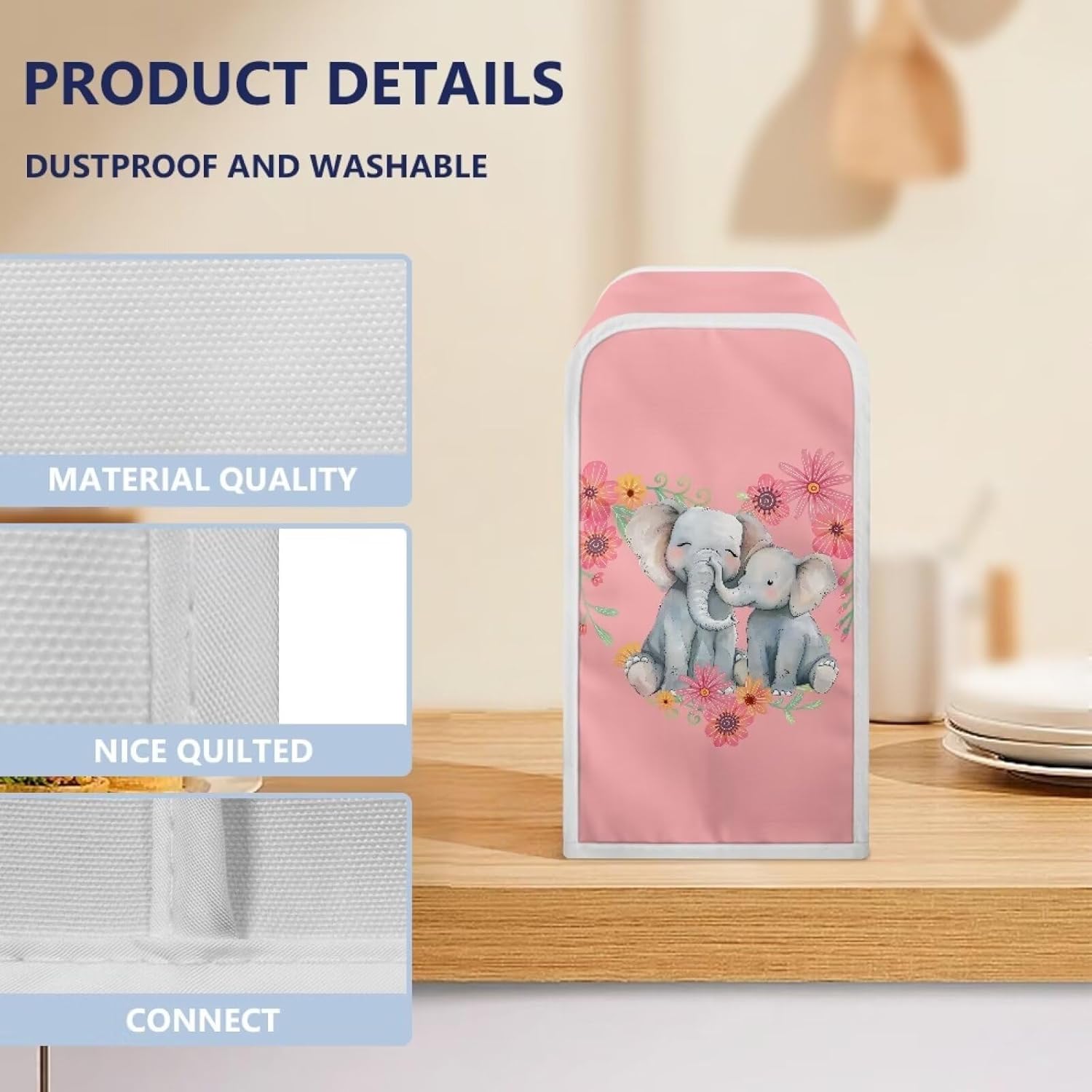 Suhoaziia Can Opener Dust Cover with Elephant Flowers Pattern 1