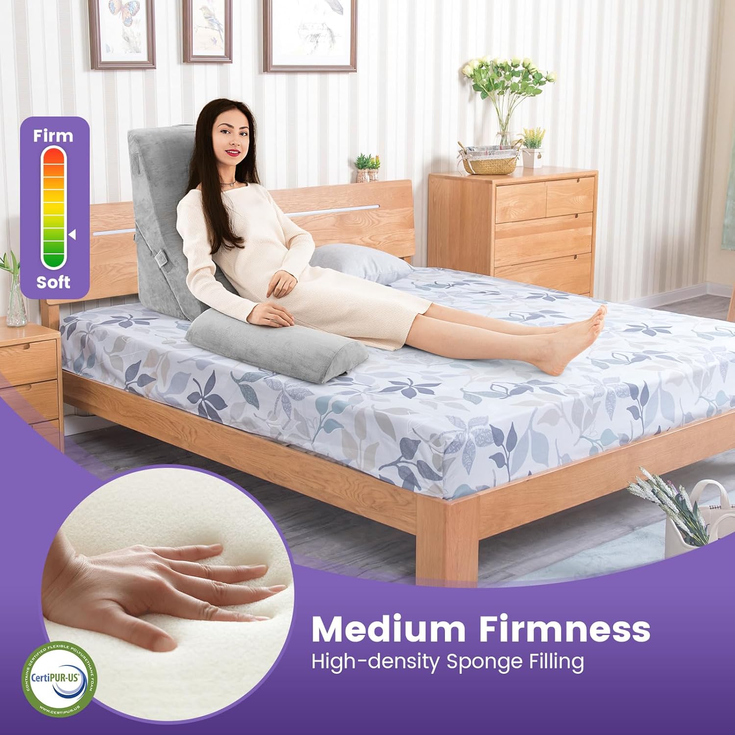 KOMFOTT 3PCS Adjustable Orthopedic Wedge Pillow Set