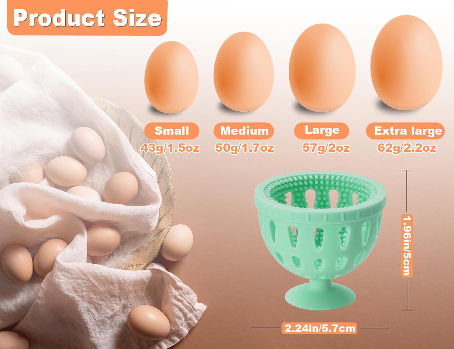 Silicone Egg Washer with Suction Cup 58cm Blue
