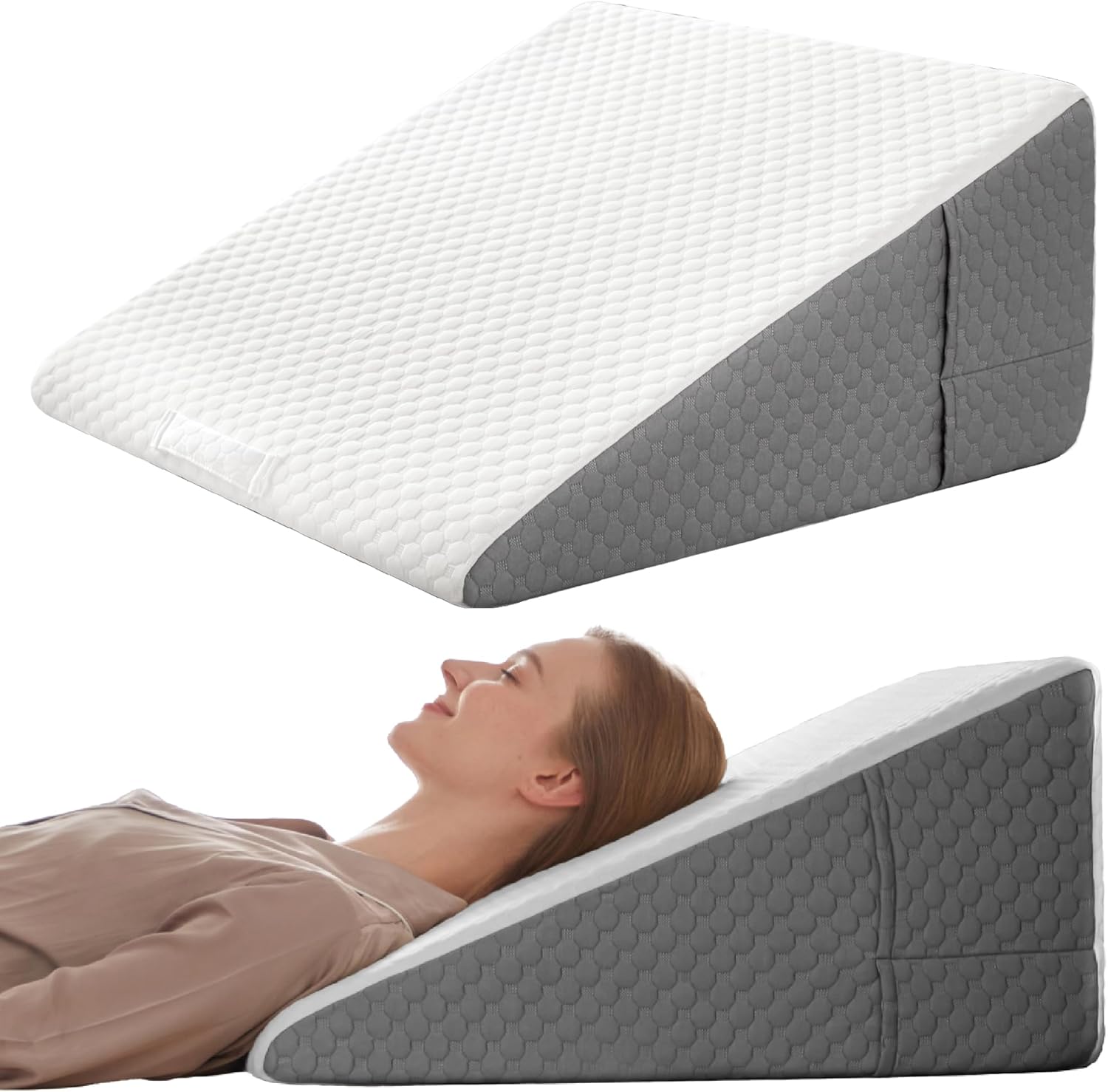 12 Inch Bed Wedge Pillow for Post-Surgery and Acid Reflux Relief
