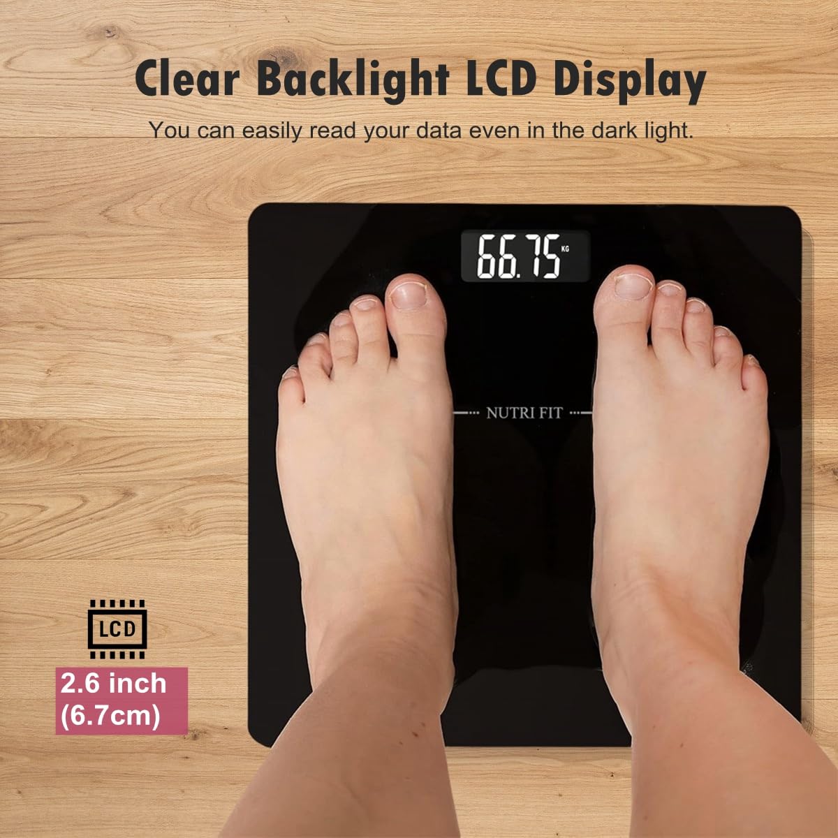 NUTRI FIT Digital Bathroom Scale 01lb Precision Jet Black