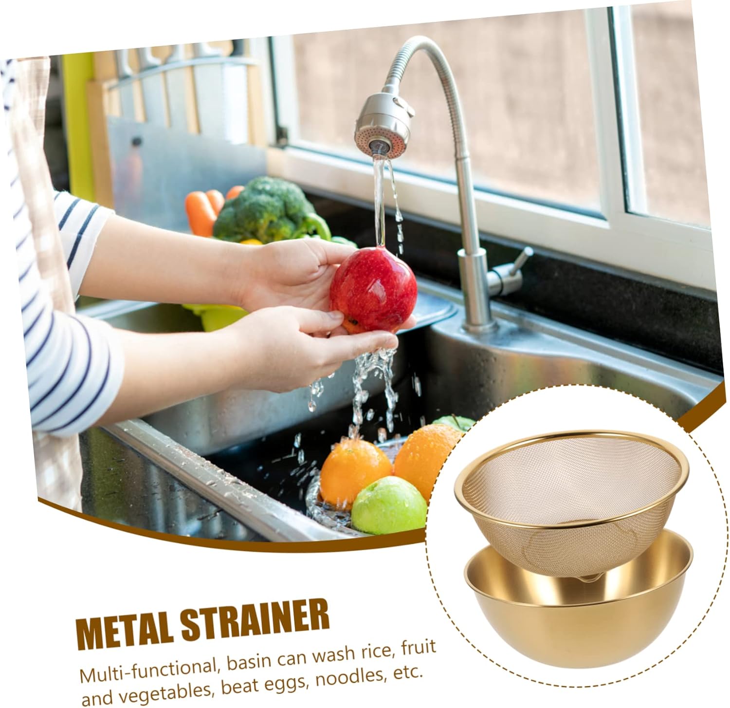 Hoement 1 Set Stainless Steel Drain Basket Colander